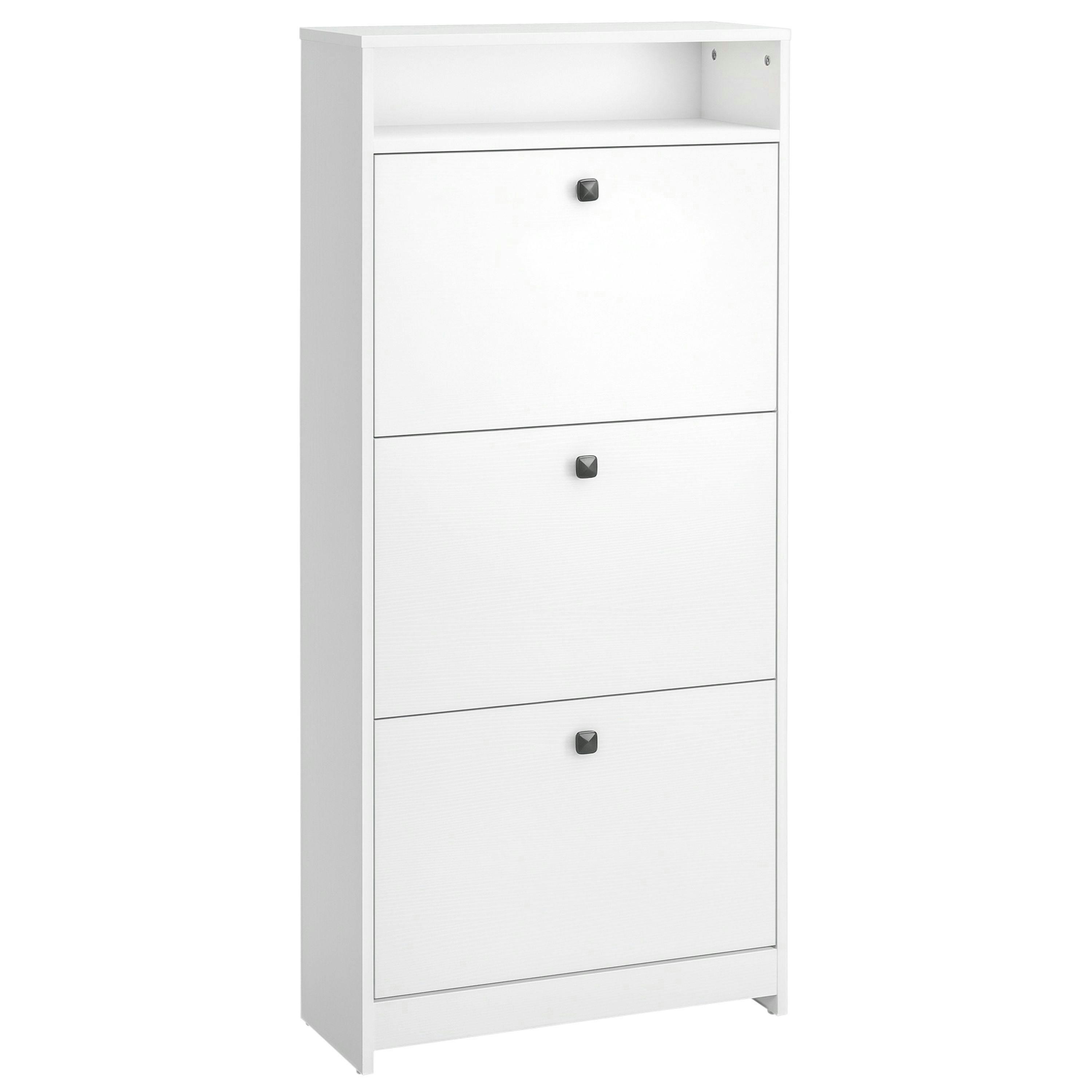 HOMCOM Shoe Storage Cabinet Footwear Organiser Space-saving w/ 3 Drawers -White , view 2 of 5