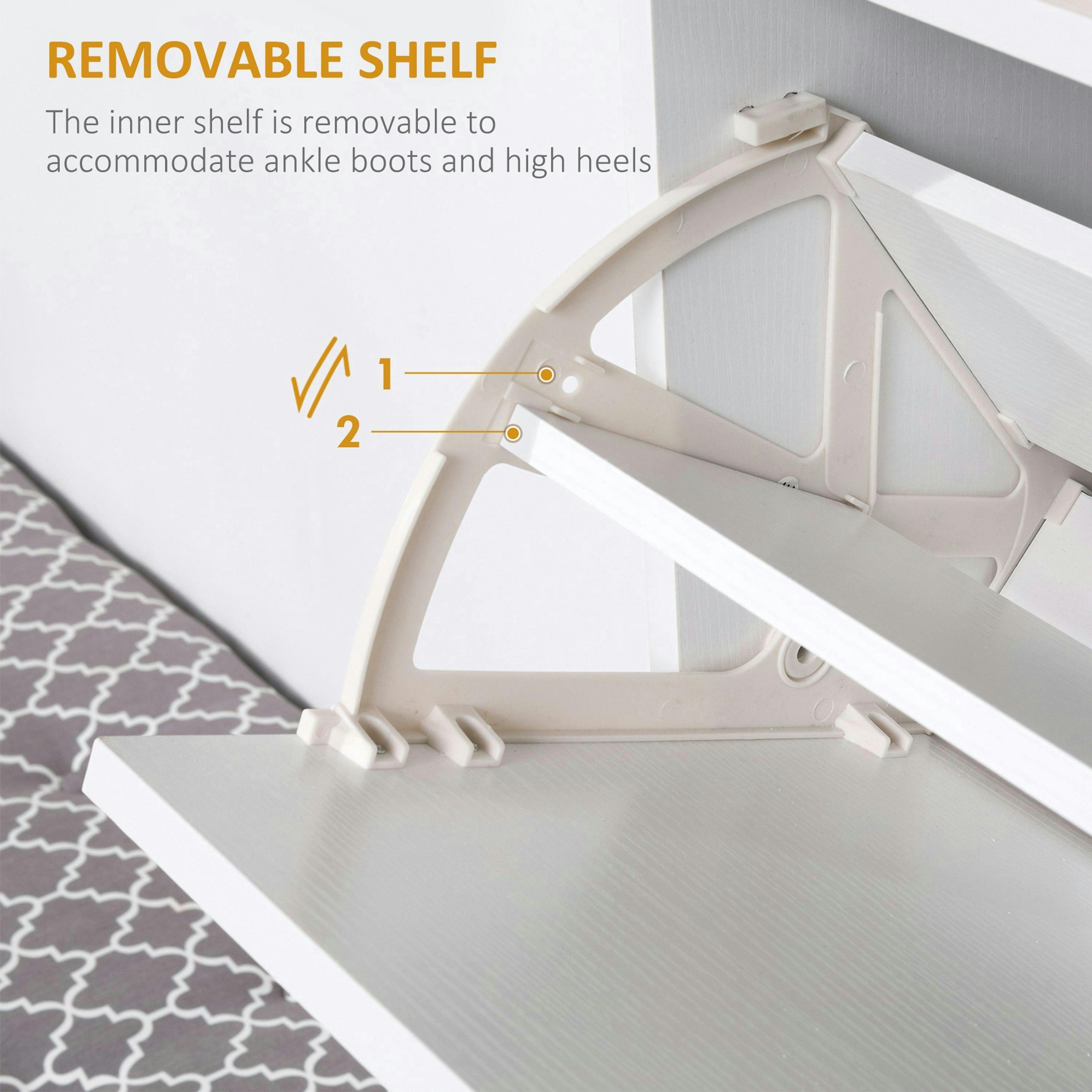 HOMCOM Shoe Storage Cabinet Footwear Organiser Space-saving w/ 3 Drawers -White , view 5 of 5
