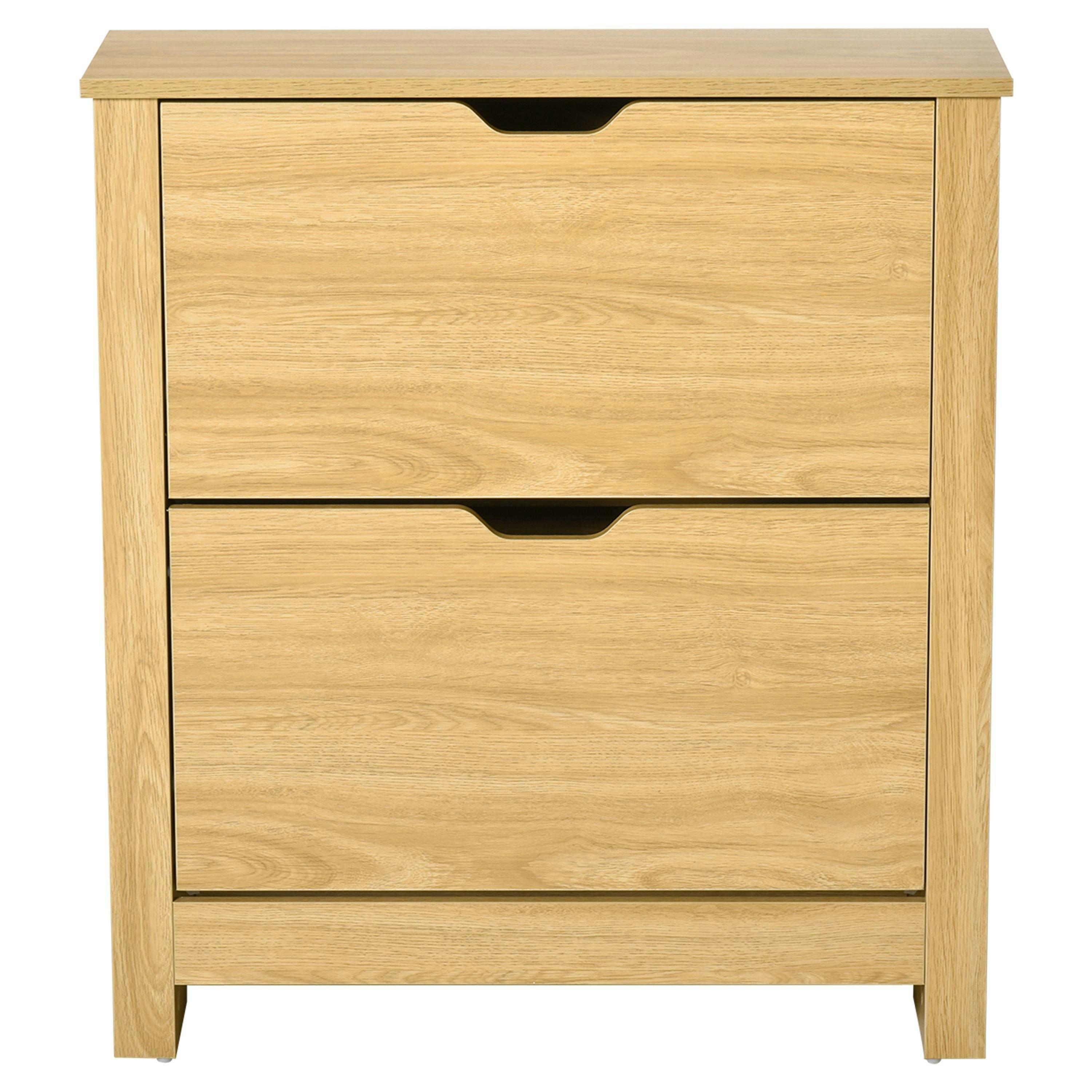 HOMCOM 12-Shoe Storage Cabinet 4 Shelves 2 Drawers Tabletop , view 2 of 5