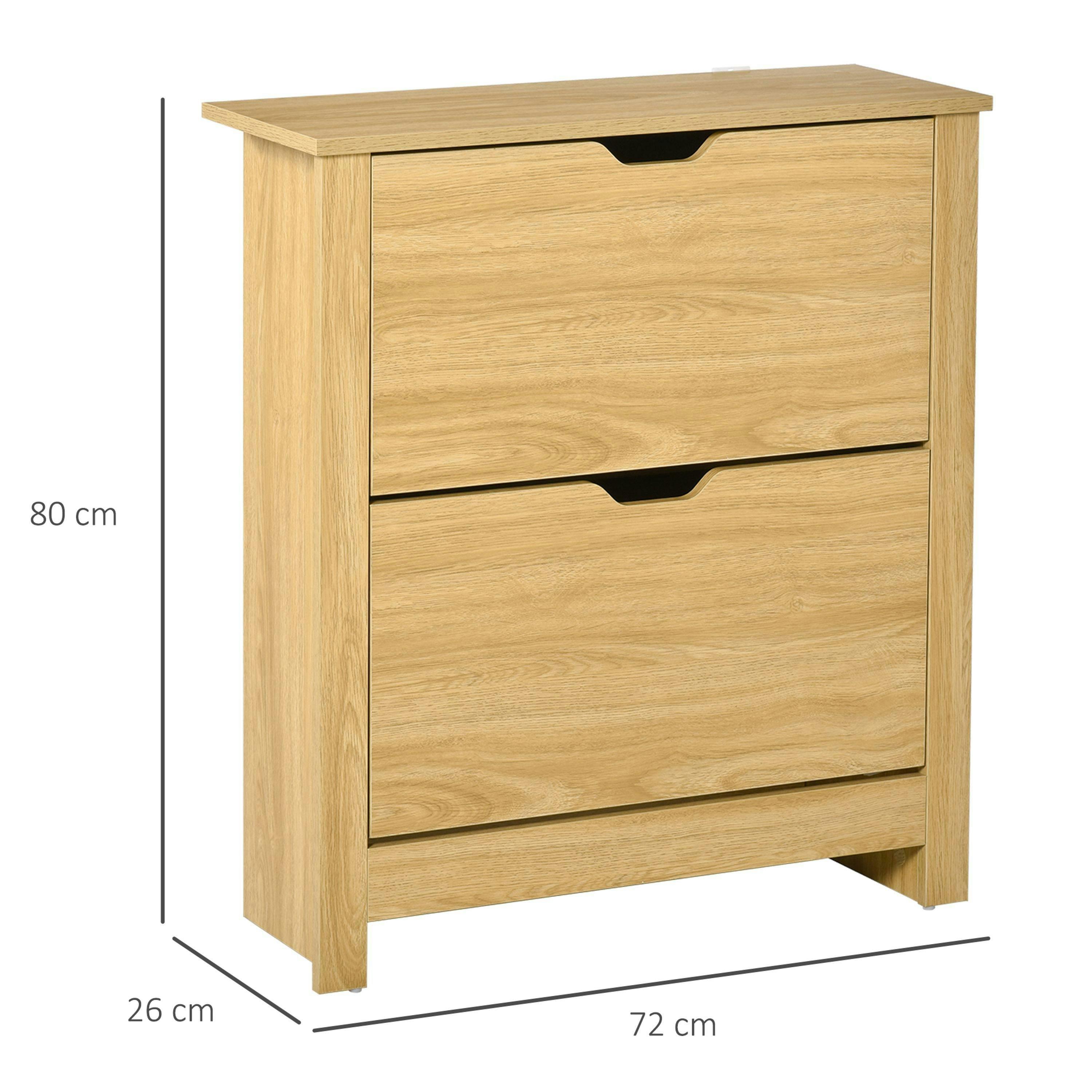 HOMCOM 12-Shoe Storage Cabinet 4 Shelves 2 Drawers Tabletop , view 3 of 5