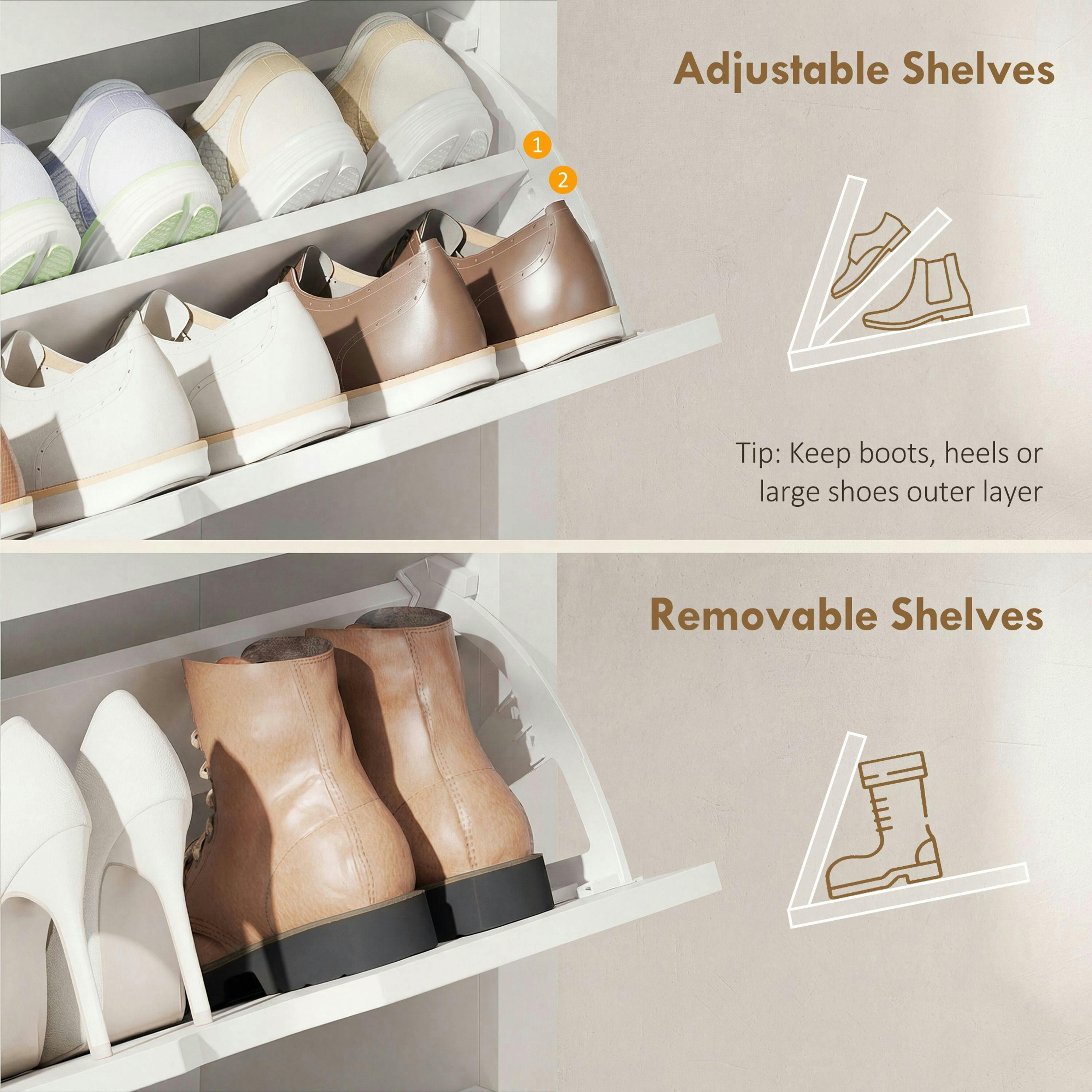 HOMCOM 18-Shoe Storage Cabinet 6 Shelves 3 Drawers Tabletop , view 5 of 5