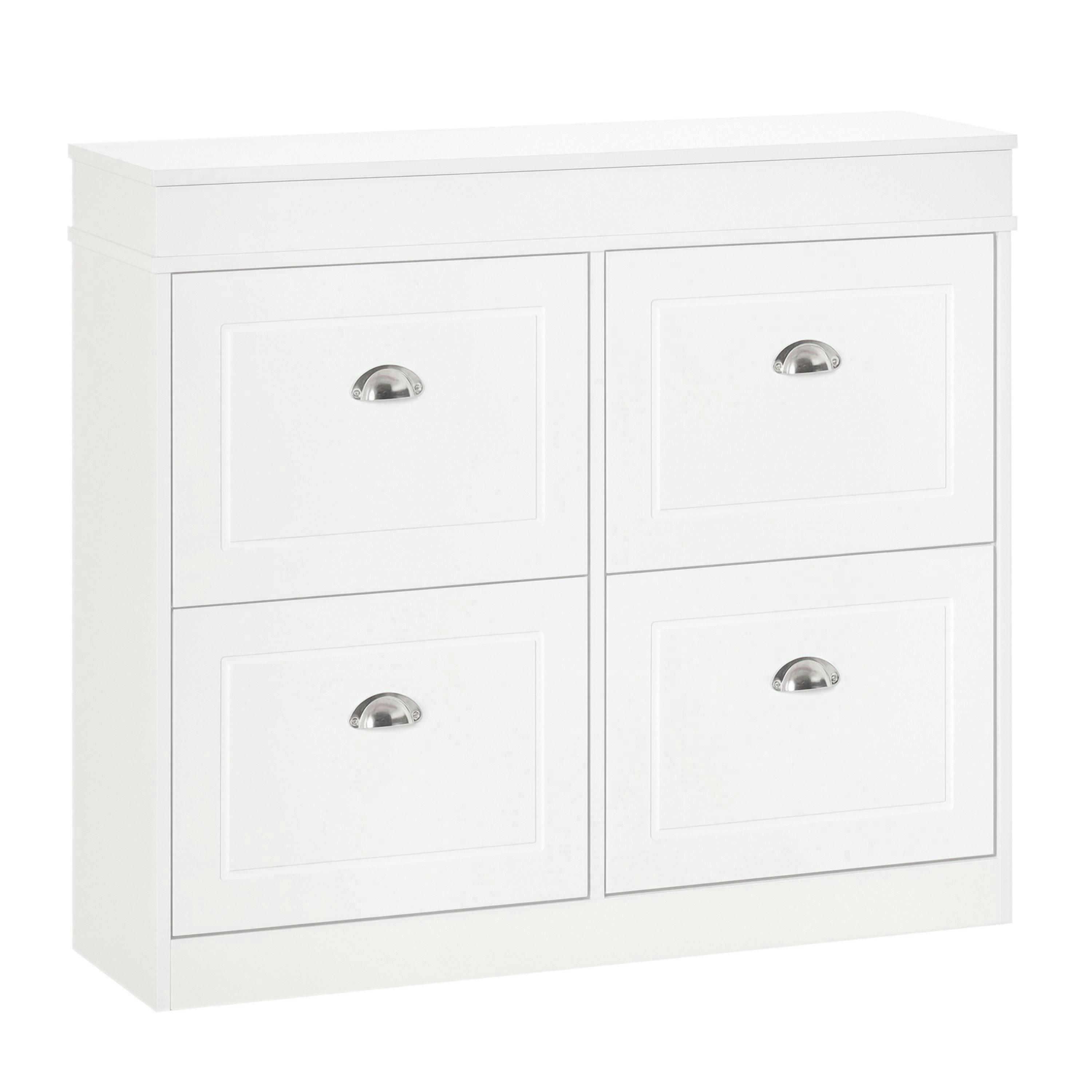HOMCOM Shoe Cabinet with 4 Flip Drawers Storage Cupboard with Adjustable Shelf , view 2 of 5