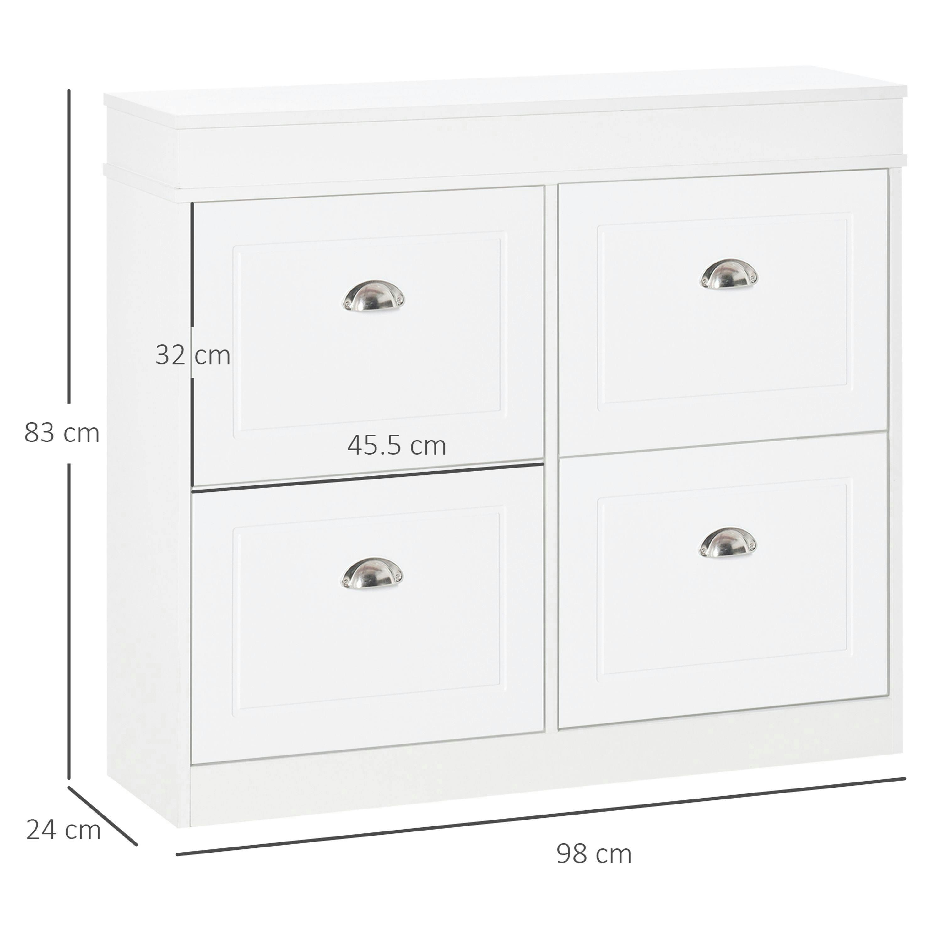 HOMCOM Shoe Cabinet with 4 Flip Drawers Storage Cupboard with Adjustable Shelf , view 3 of 5