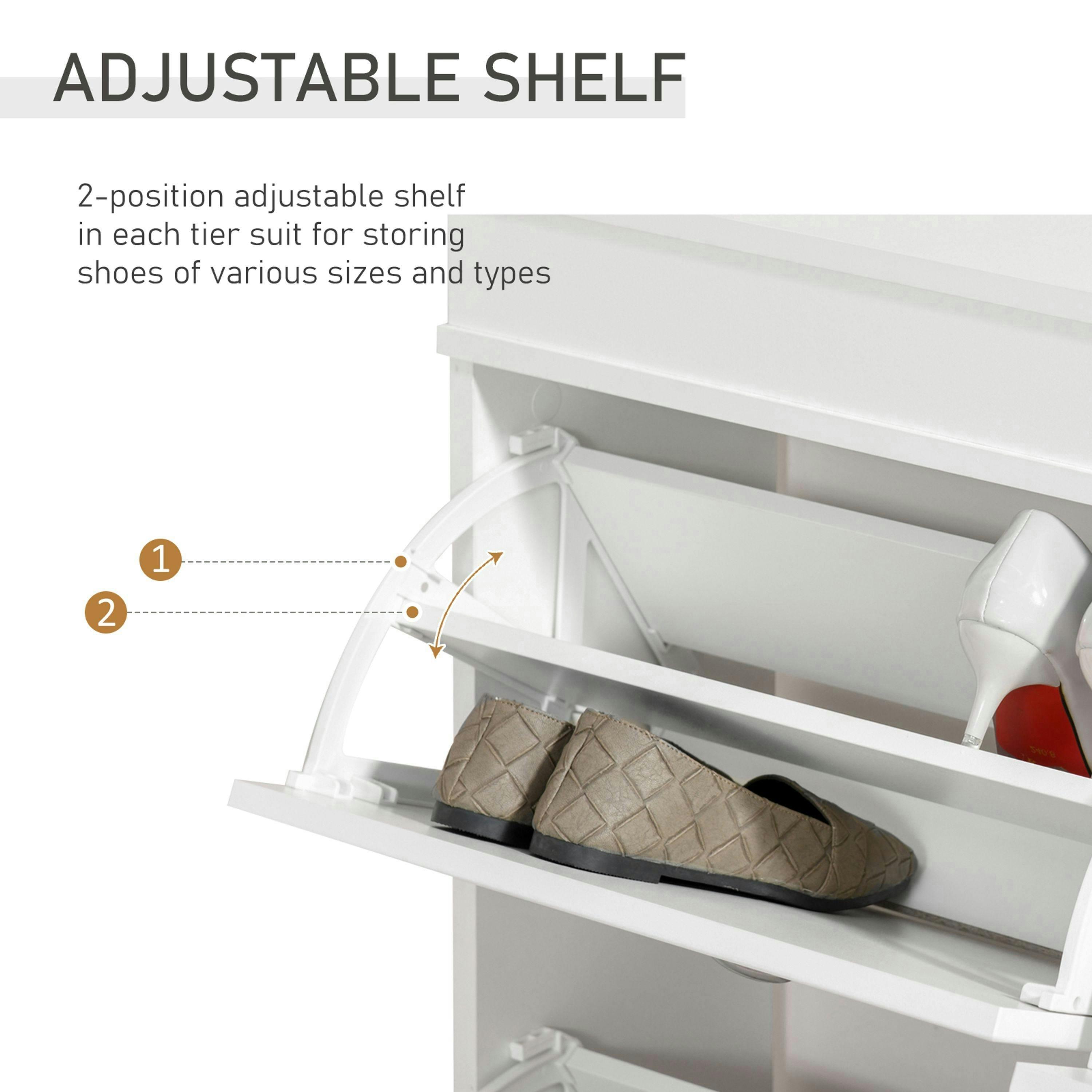 HOMCOM Shoe Cabinet with 4 Flip Drawers Storage Cupboard with Adjustable Shelf , view 4 of 5