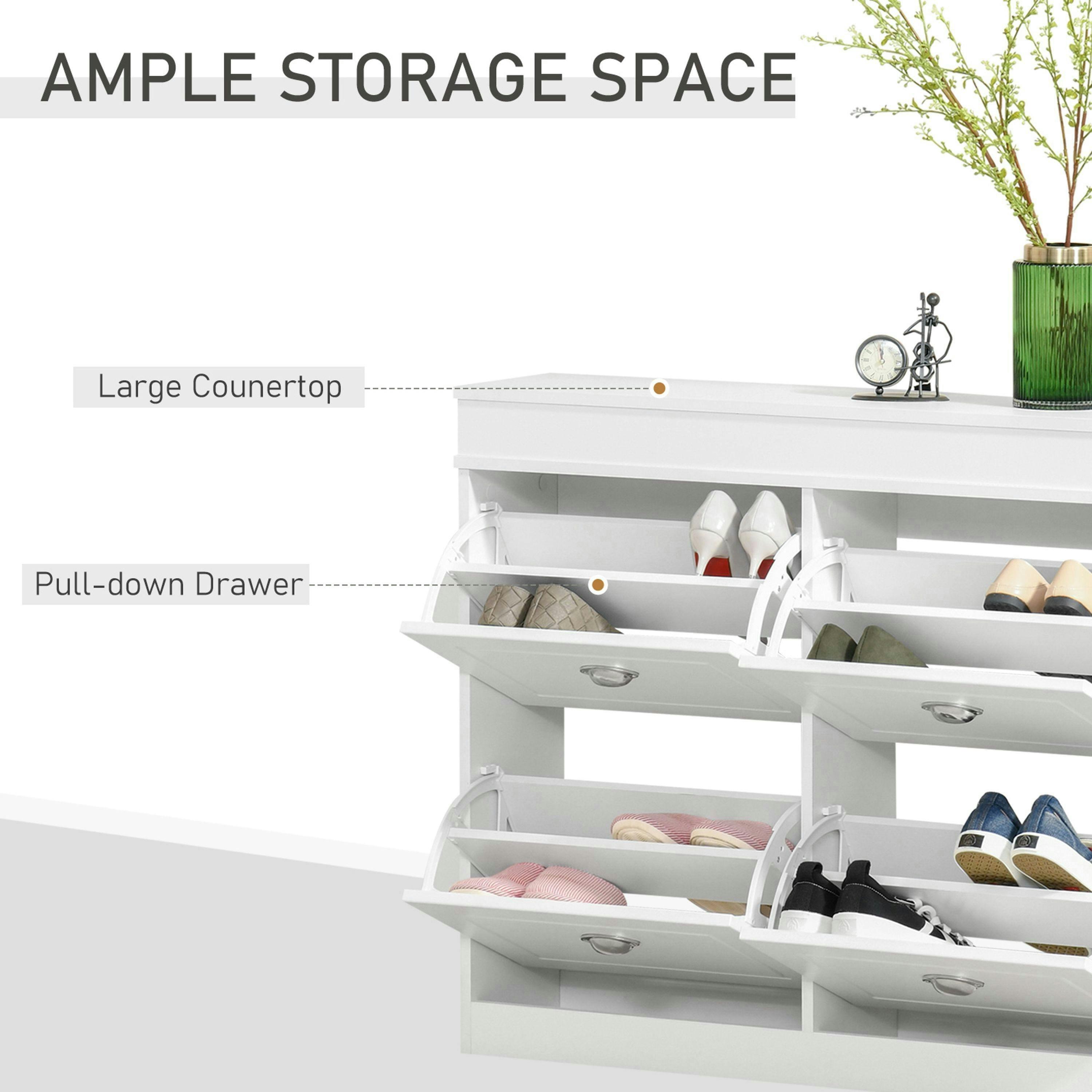 HOMCOM Shoe Cabinet with 4 Flip Drawers Storage Cupboard with Adjustable Shelf , view 5 of 5
