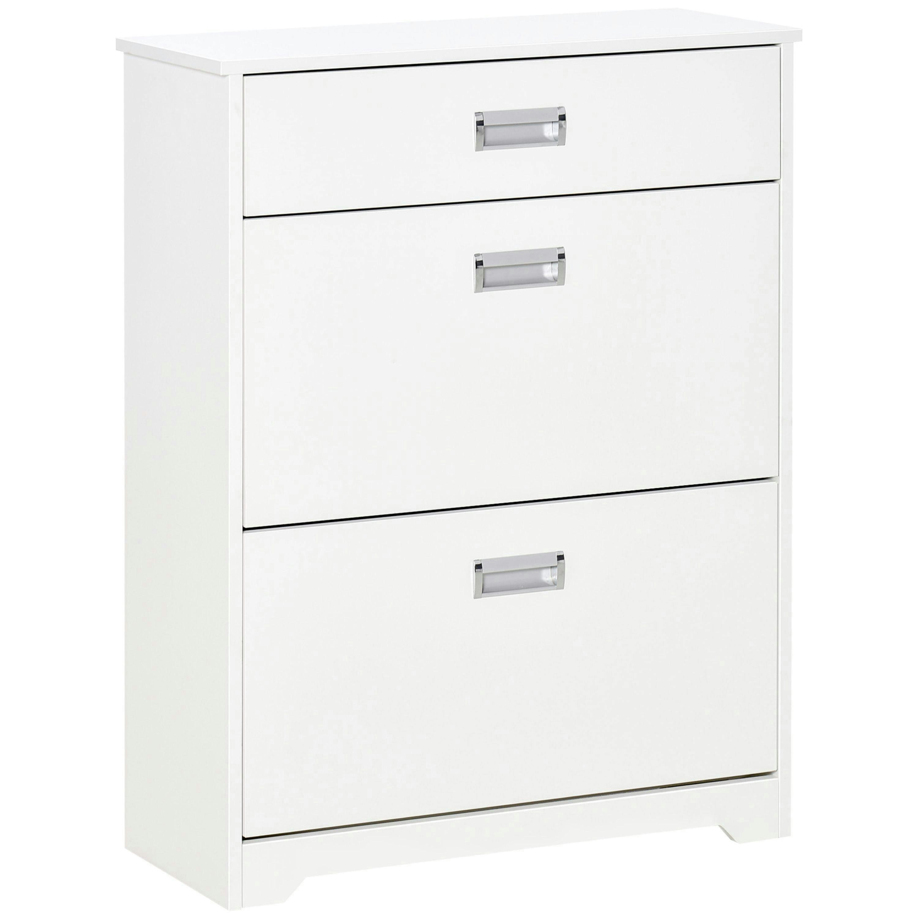 HOMCOM Tipping Shoe Cabinet Hall Organizer with Flip Drawers for Entry 16 Pairs , view 2 of 5