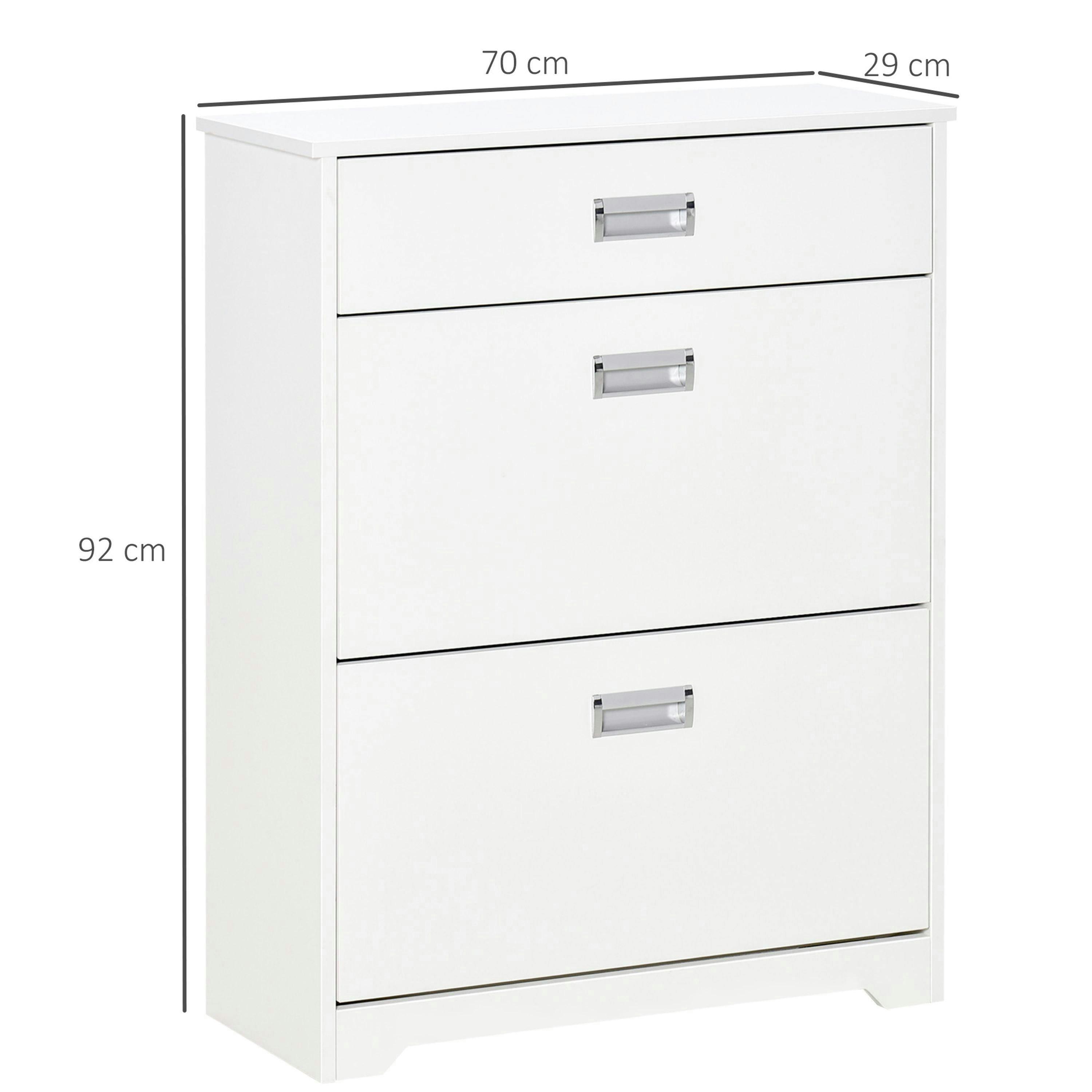HOMCOM Tipping Shoe Cabinet Hall Organizer with Flip Drawers for Entry 16 Pairs , view 3 of 5