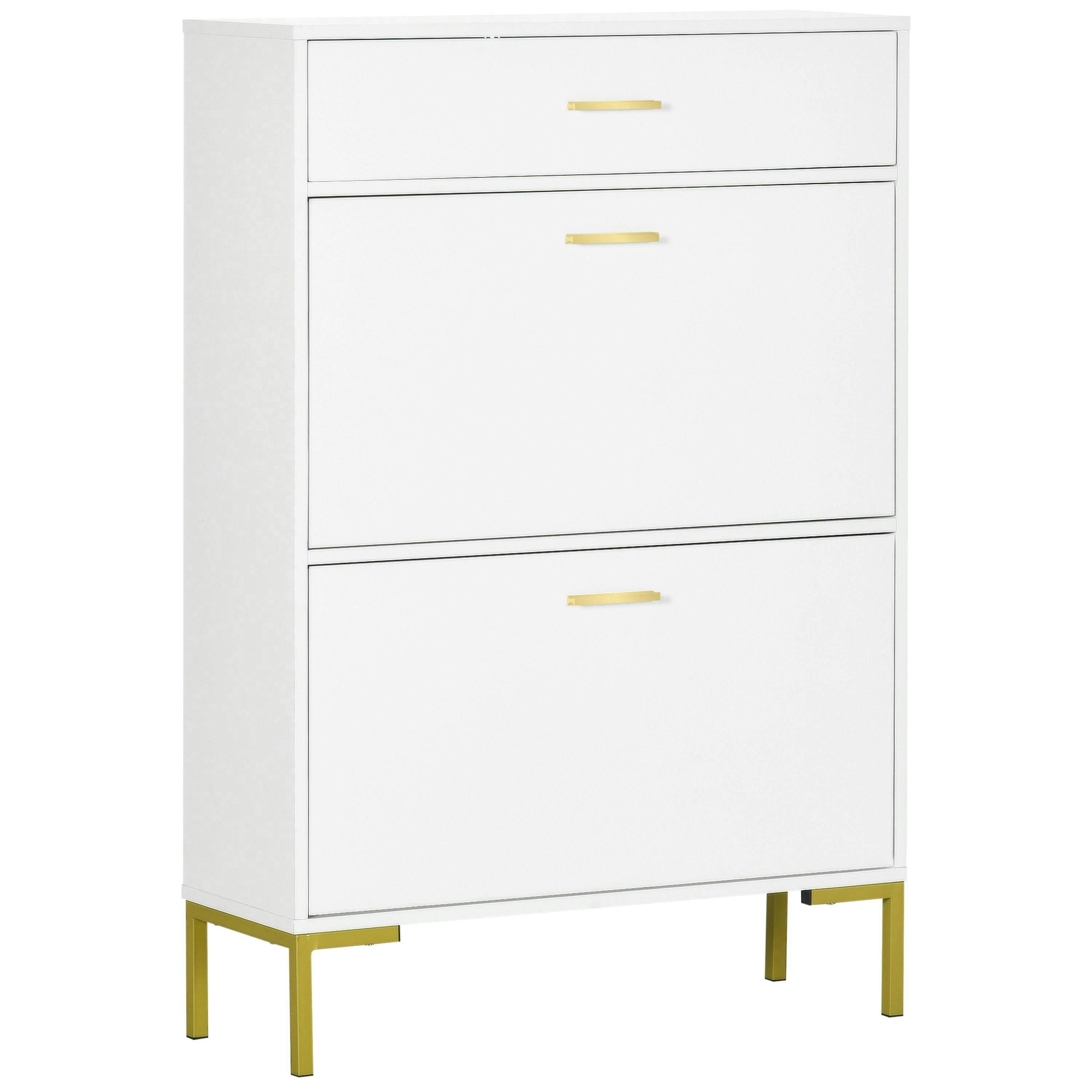 HOMCOM Shoe Storage Cupboard with 2 Flip Doors and Sliding out Drawer , view 2 of 5