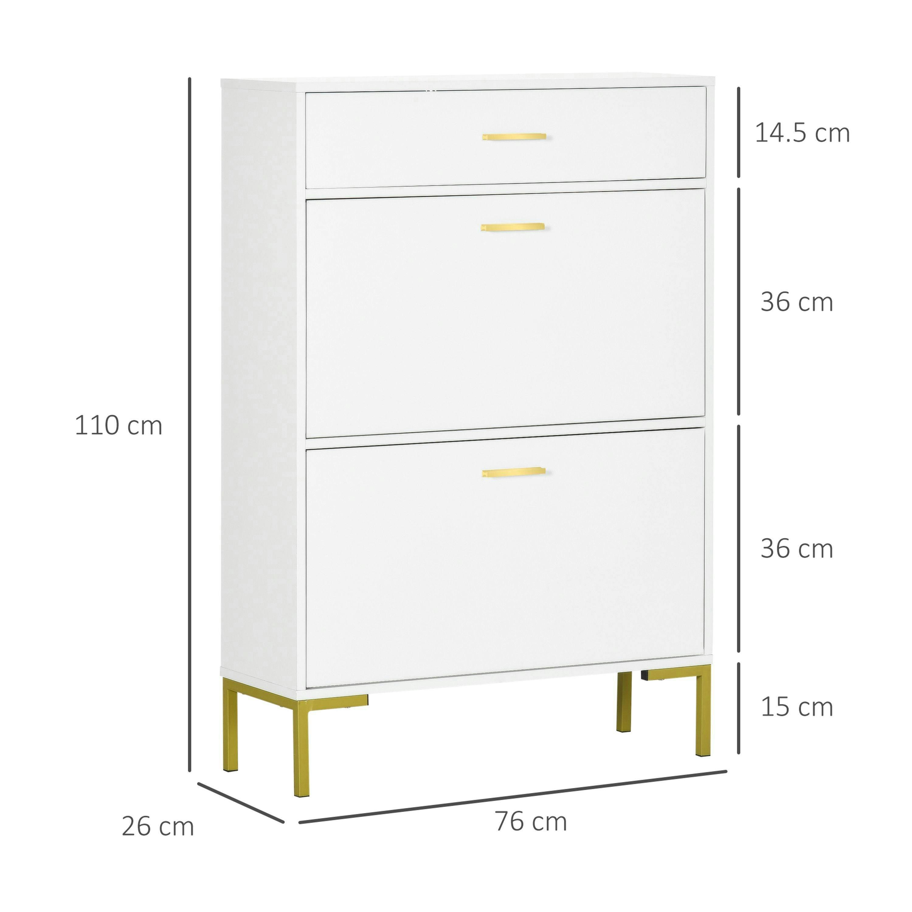 HOMCOM Shoe Storage Cupboard with 2 Flip Doors and Sliding out Drawer , view 3 of 5
