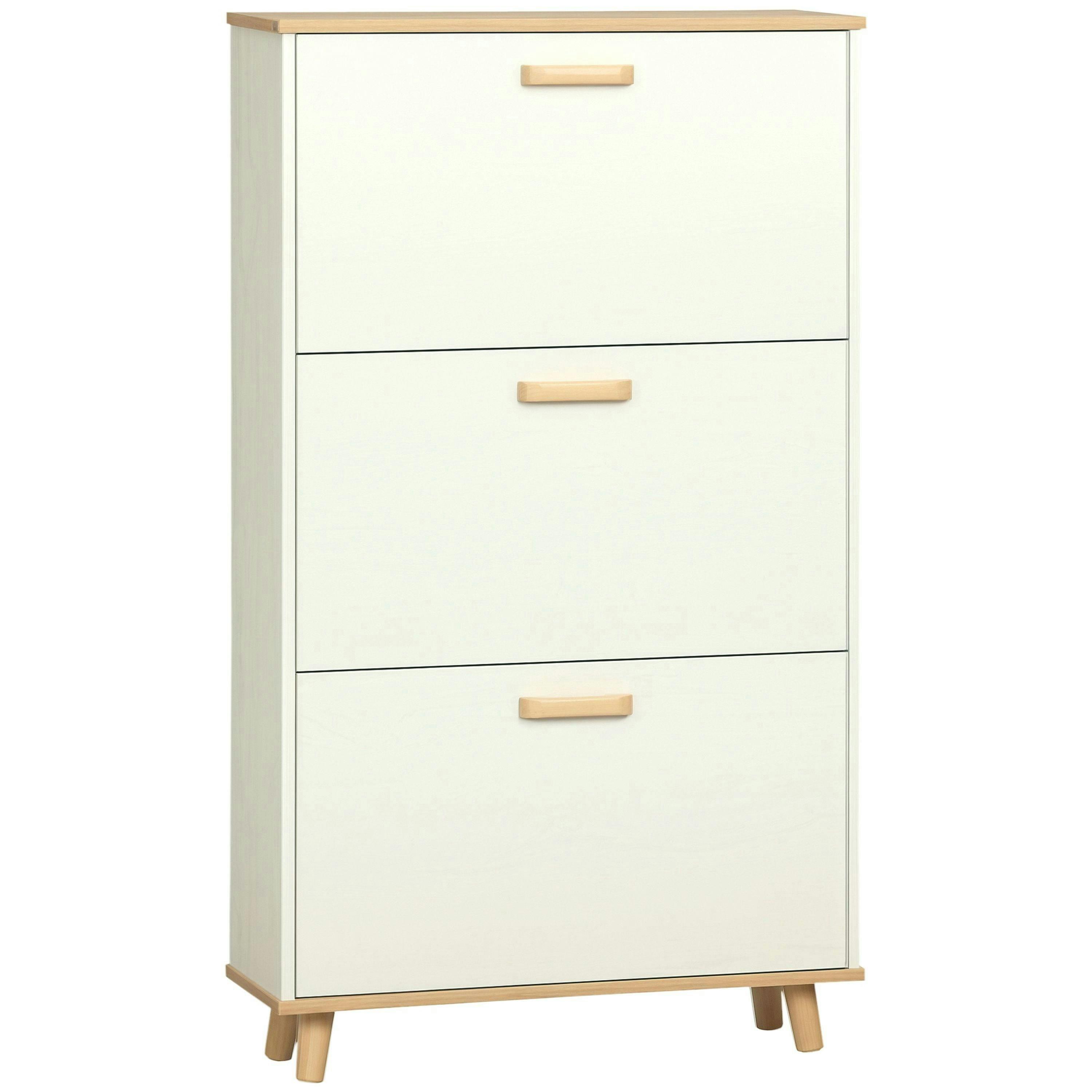 HOMCOM 12 Pair Slim Shoe Cabinet w/ 3 Flip Drawers for Entryway , view 2 of 5
