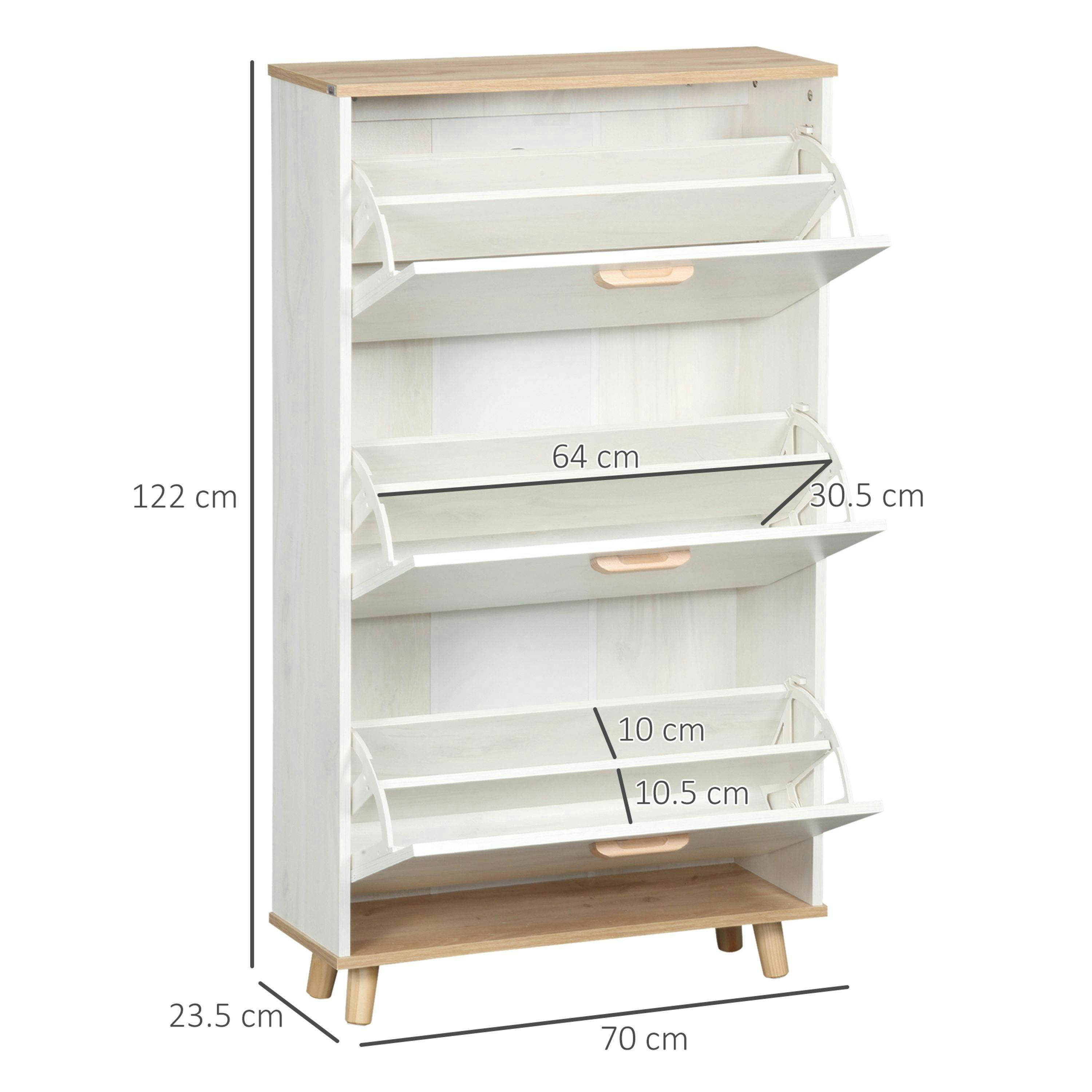 HOMCOM 12 Pair Slim Shoe Cabinet w/ 3 Flip Drawers for Entryway , view 3 of 5