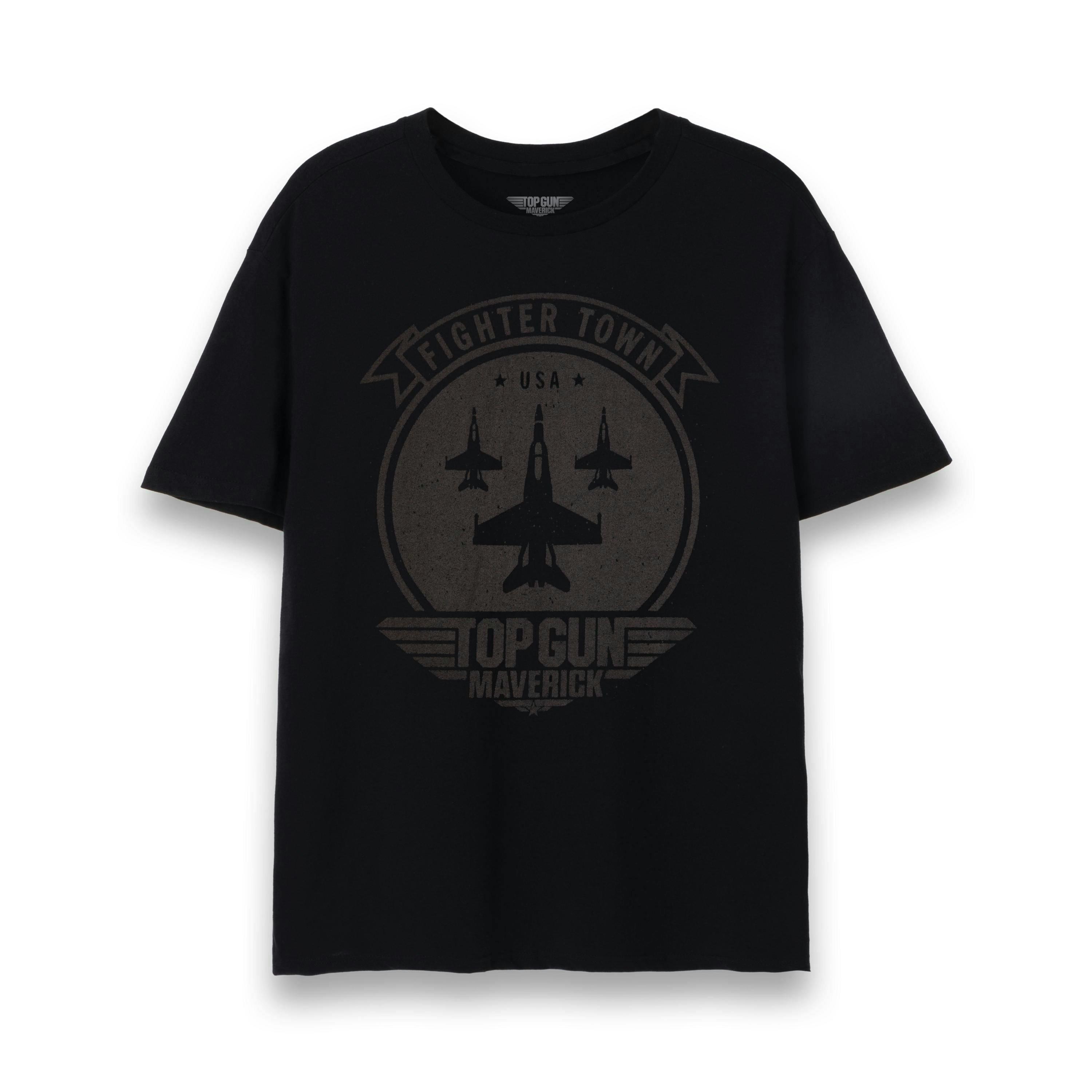Top Gun: Maverick Mens Black Fighter Jet Graphic Print Short Sleeved T-Shirt by Vanilla Underground , view 1 of 1