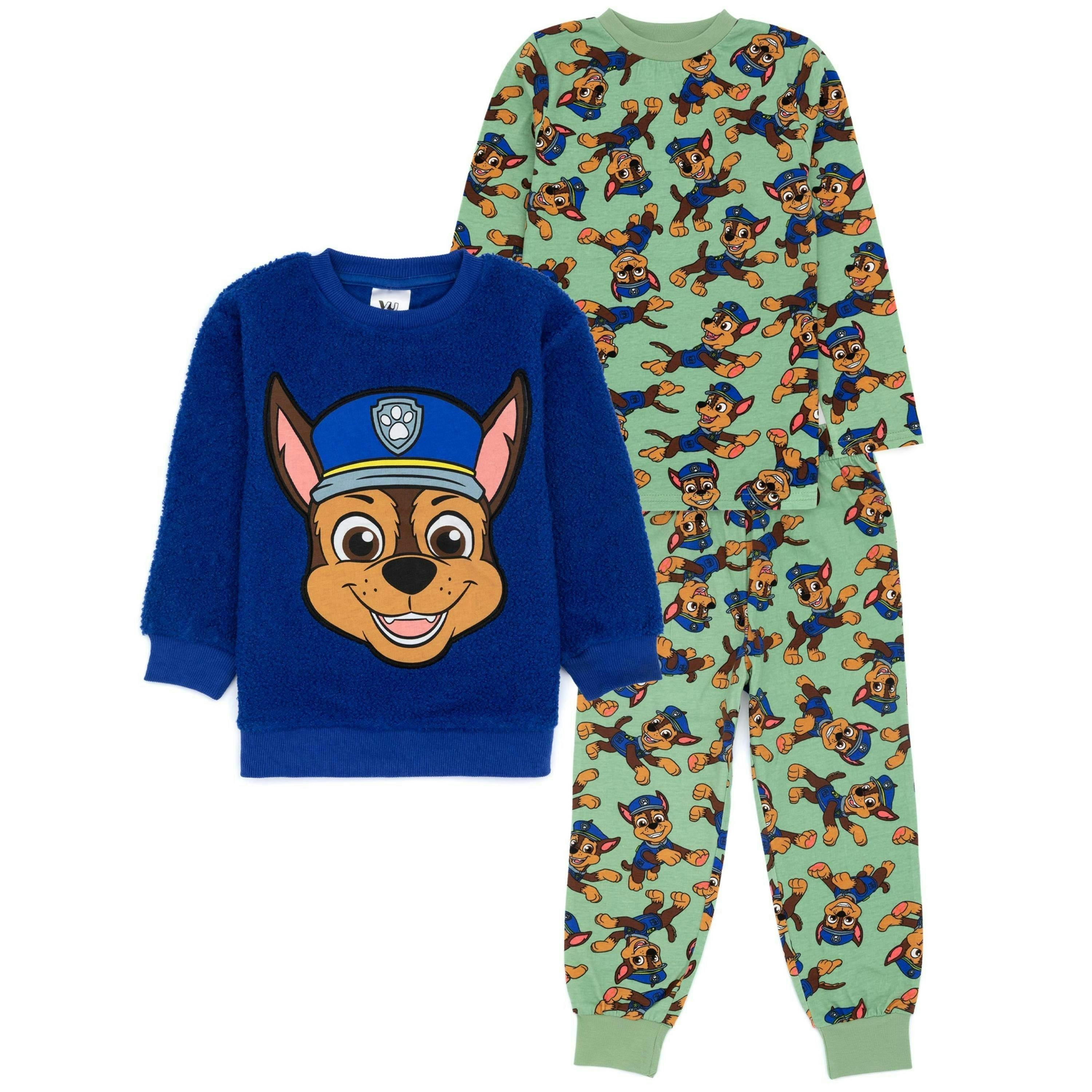 Paw Patrol Boys Green Chase Applique & All-Over Print Long Sleeve Long Leg Pyjama Set by Vanilla Underground , view 1 of 1