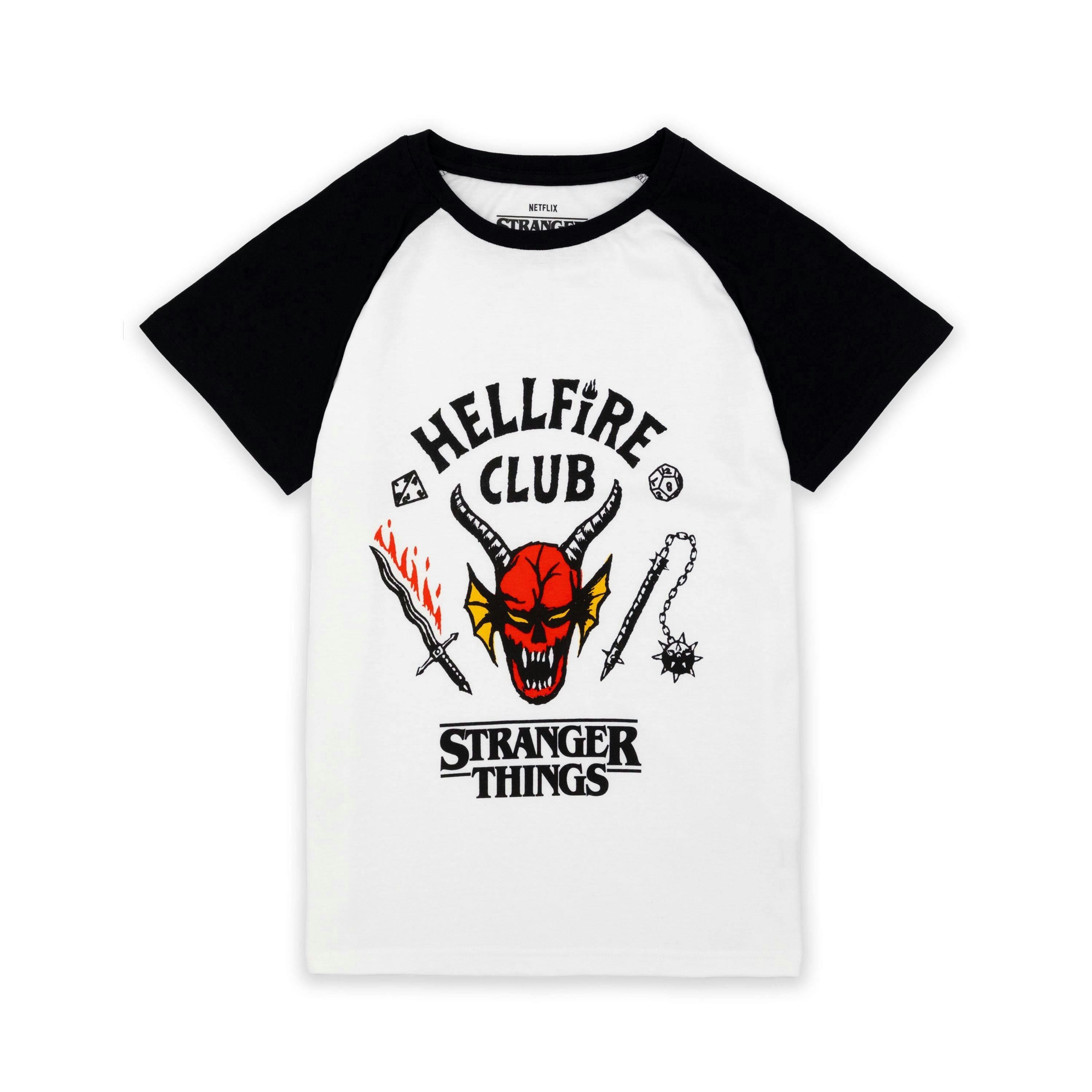 Stranger Things Unisex Kids White Hellfire Club Short Sleeved T-Shirt by Vanilla Underground , view 1 of 1