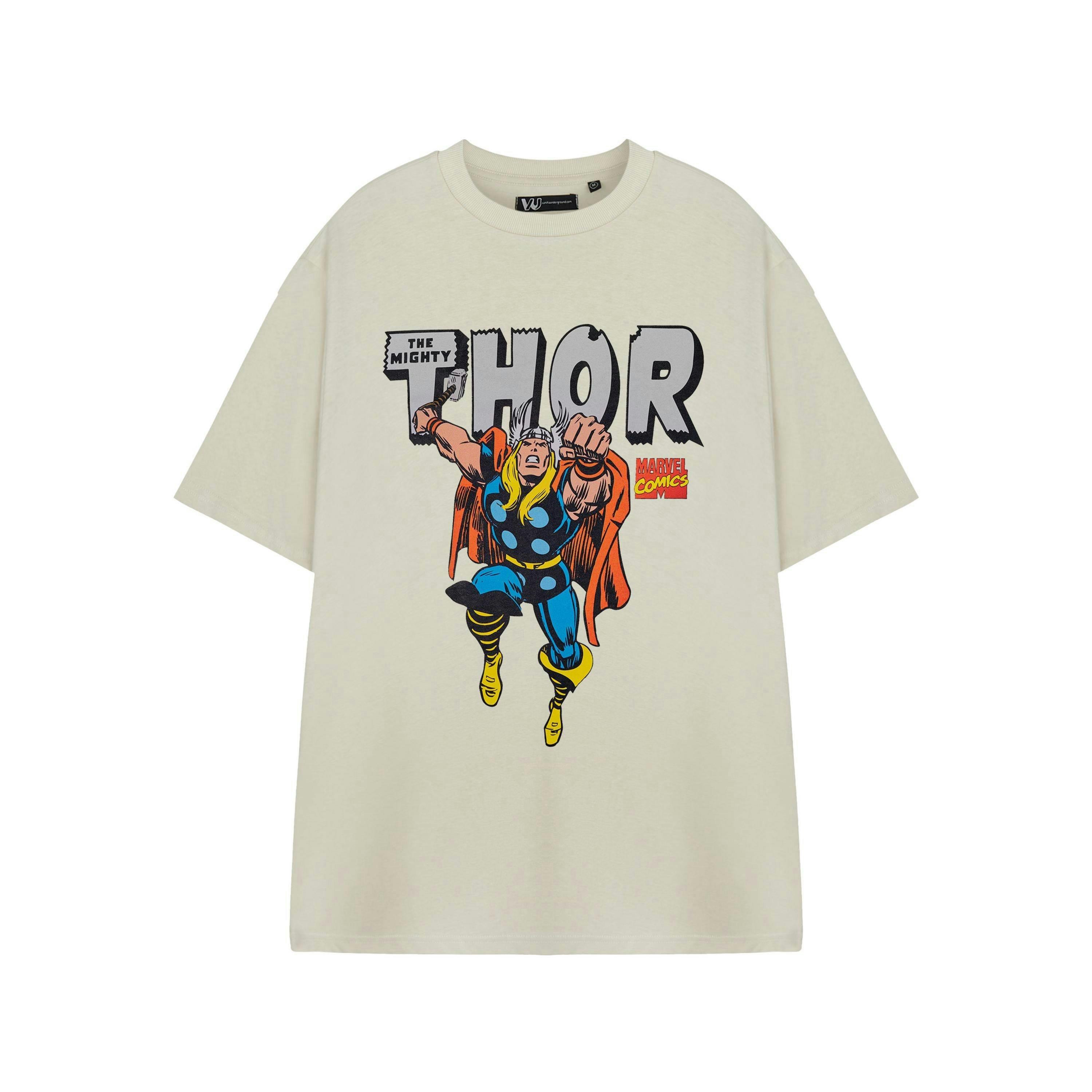 Marvel Mens Beige Mighty Thor Short Sleeved T-Shirt by Vanilla Underground , view 1 of 1