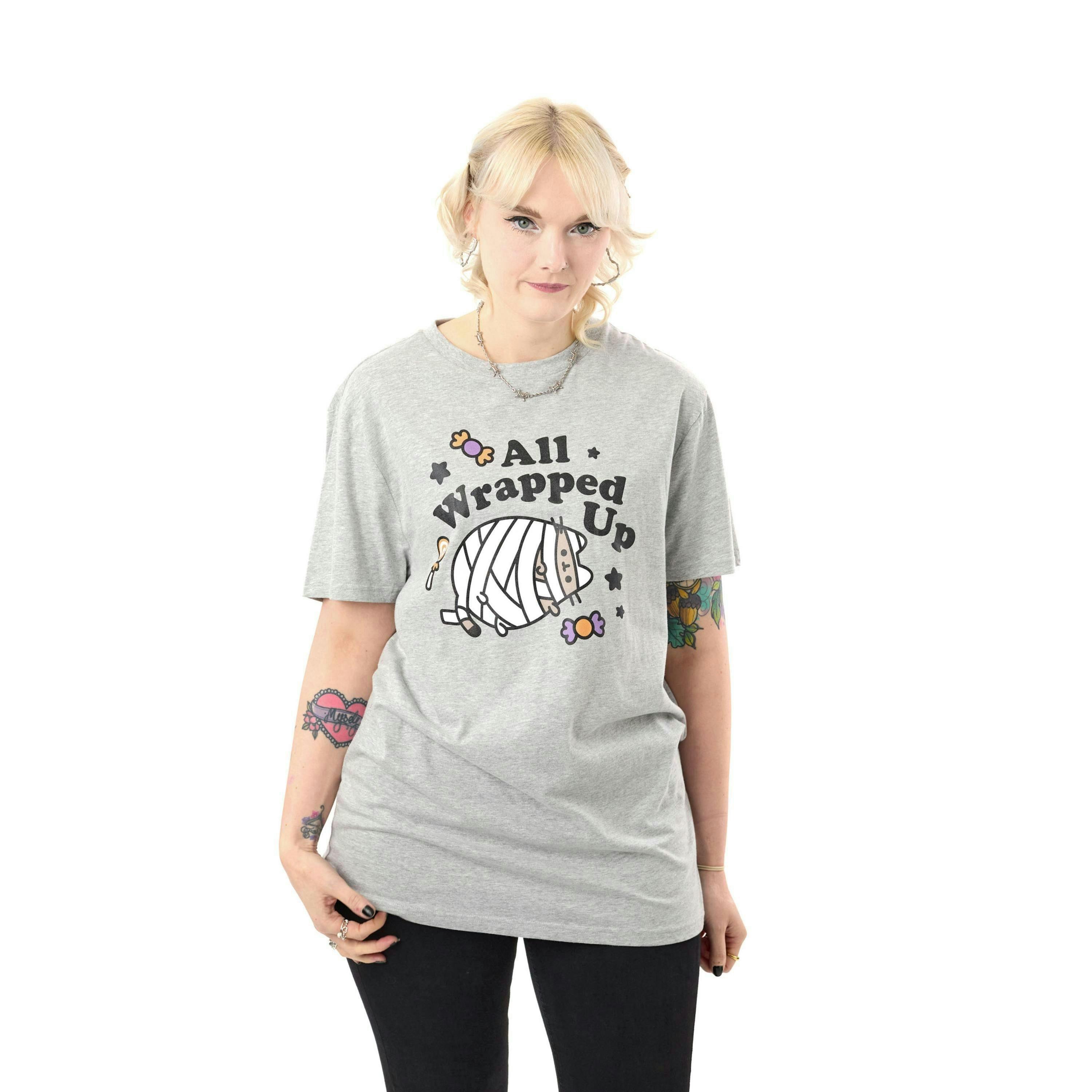 Pusheen Womens Grey Halloween Short Sleeved T-Shirt by Vanilla Underground , view 1 of 1