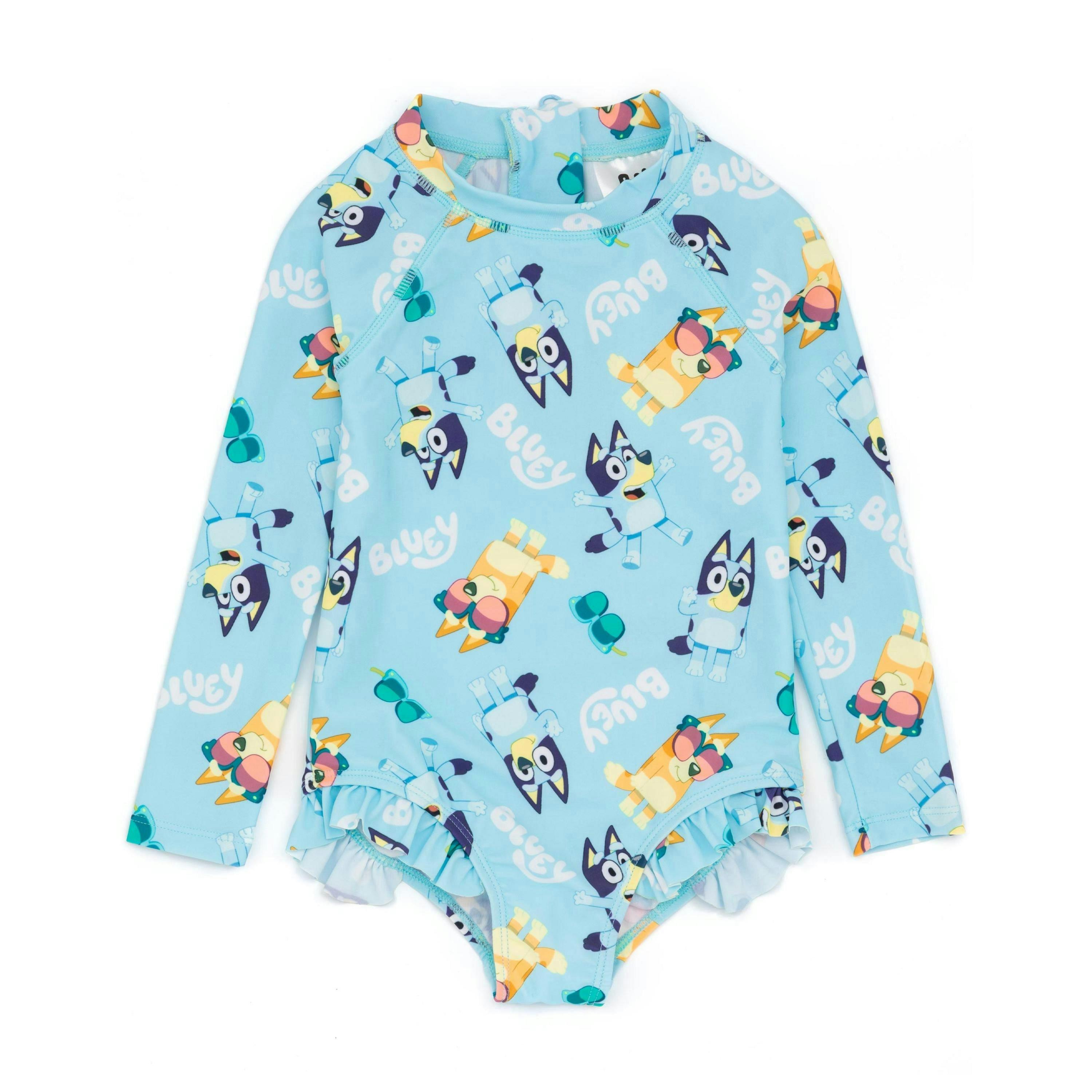 Bluey Girls Blue All Over Print 1 Piece Swimming Costume by Vanilla Underground , view 1 of 1