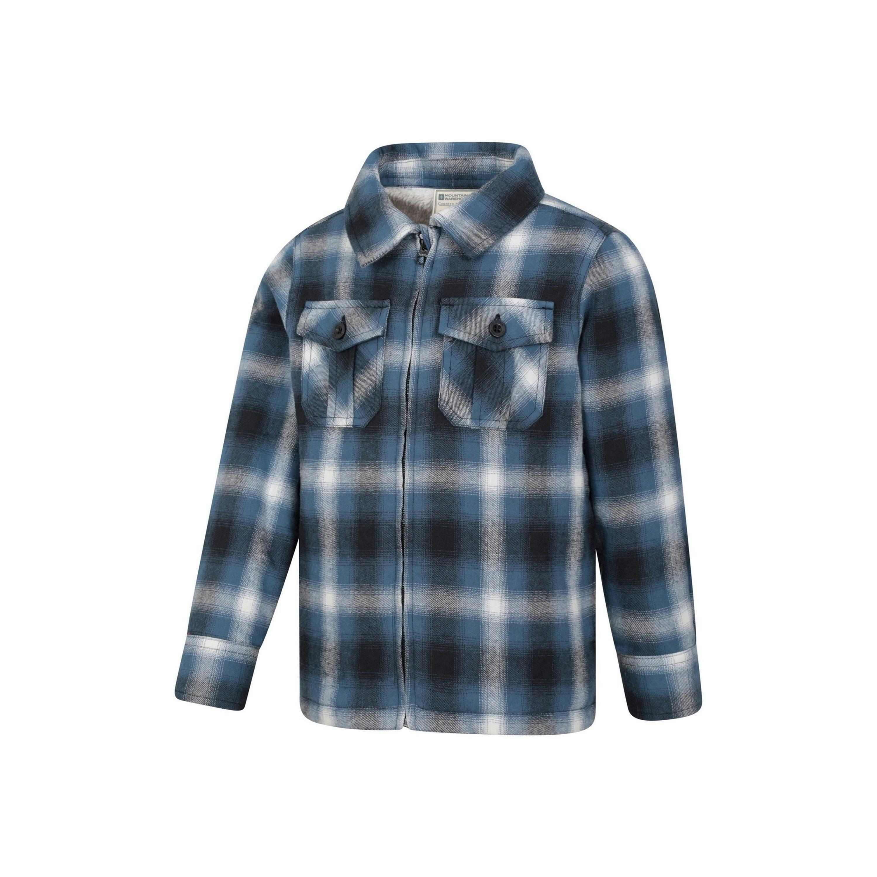 Mountain Warehouse Childrens/Kids Stream Checked Borg Lined Full Zip Shirt Jacket , view 3 of 4