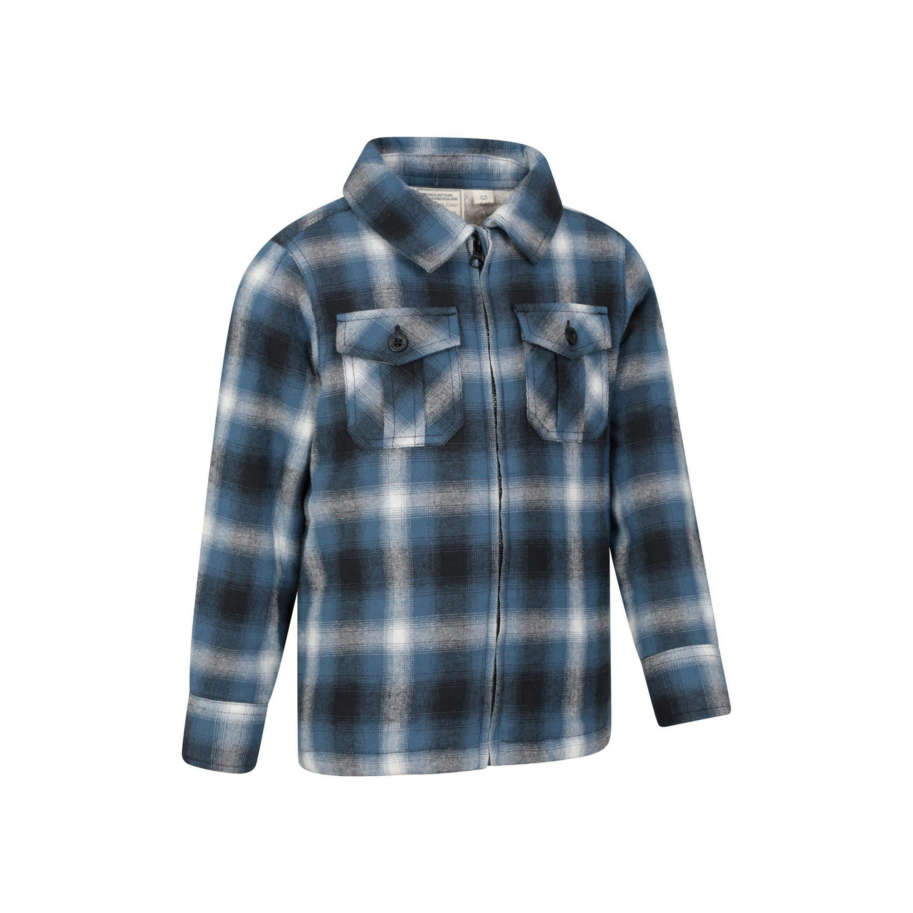 Mountain Warehouse Childrens/Kids Stream Checked Borg Lined Full Zip Shirt Jacket , view 4 of 4