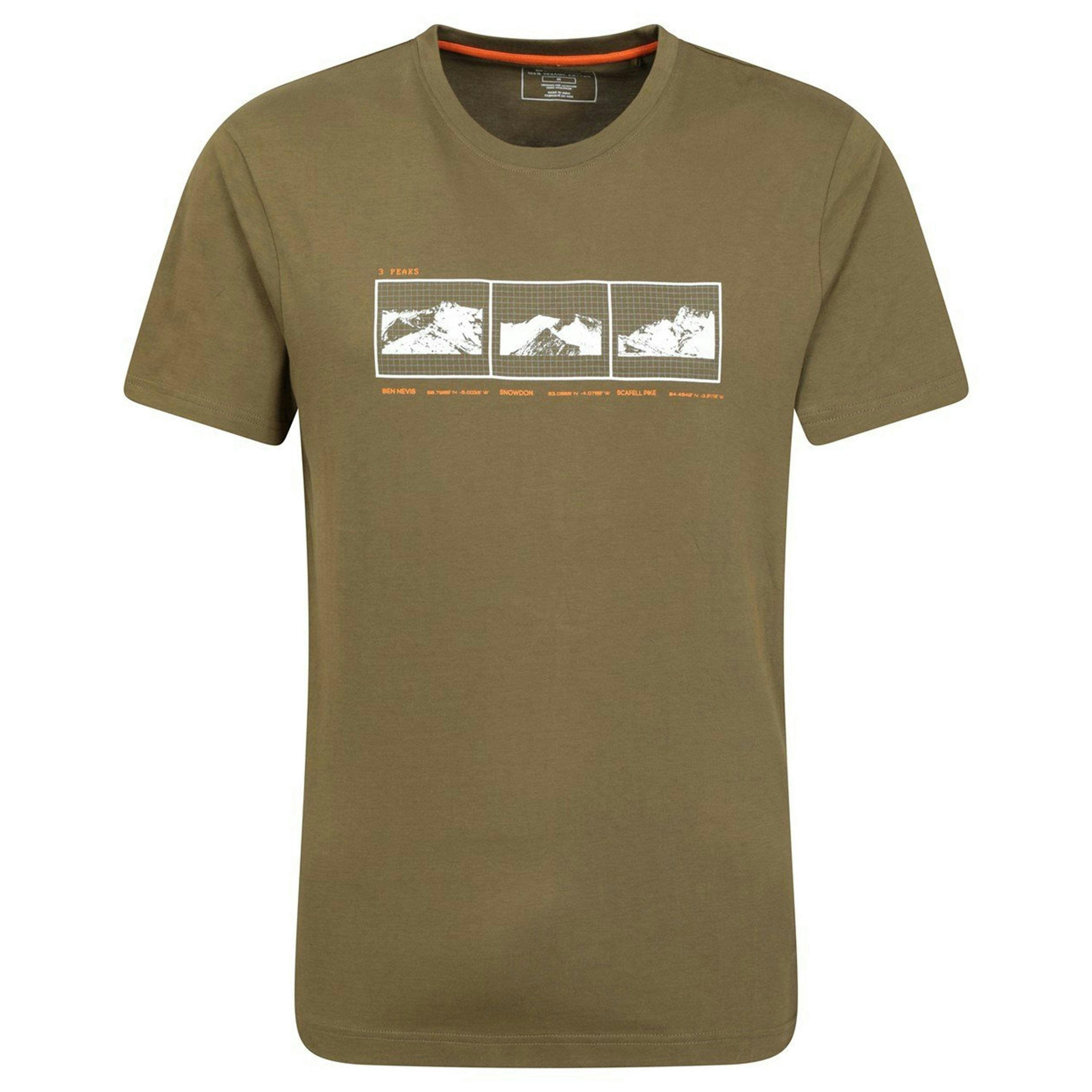 Mountain Warehouse Mens 3 Peaks Organic Cotton T-Shirt , view 1 of 5