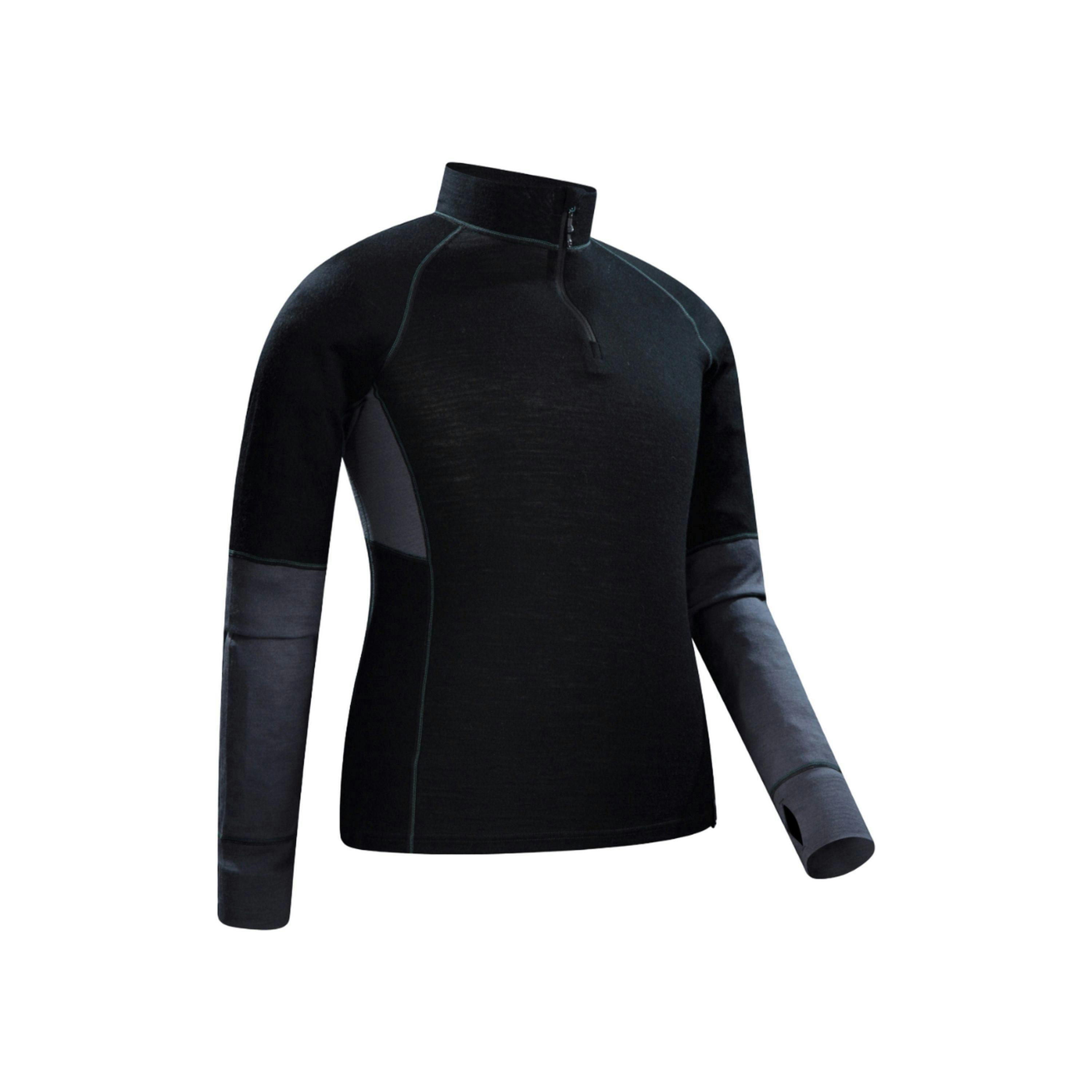 Mountain Warehouse Mens Ultra Merino Wool Zip Neck Base Layer Top , view 3 of 4