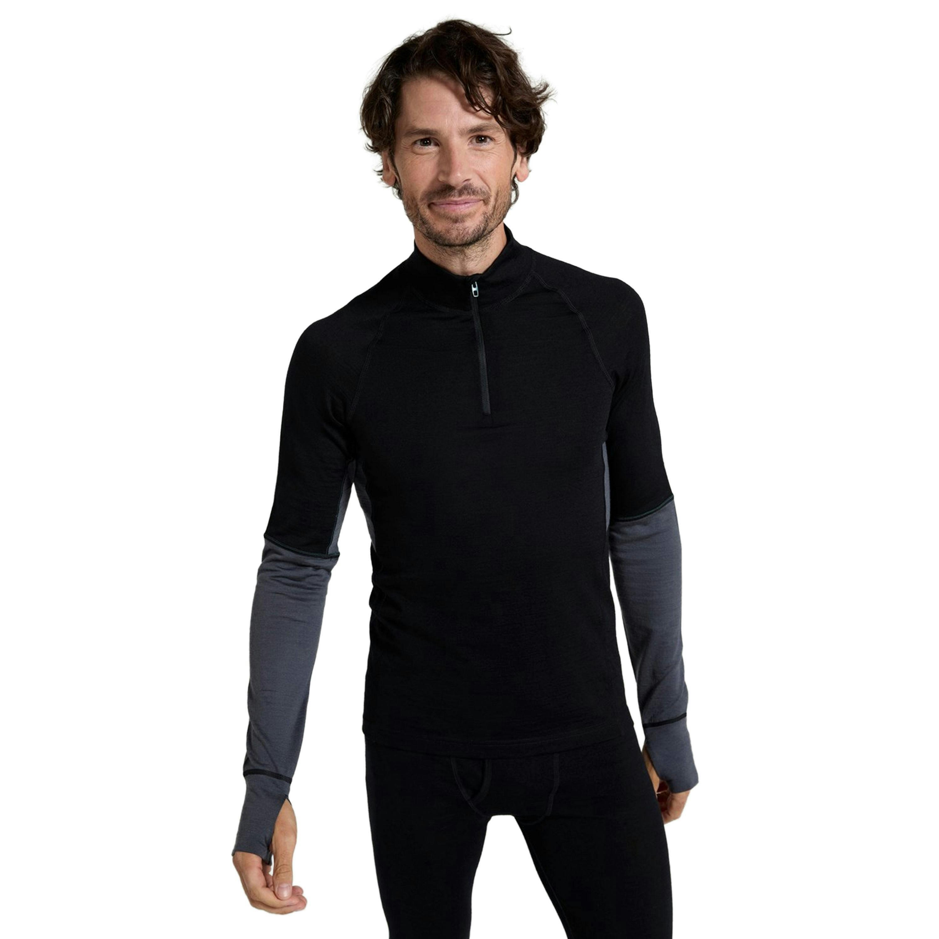 Mountain Warehouse Mens Ultra Merino Wool Zip Neck Base Layer Top , view 4 of 4