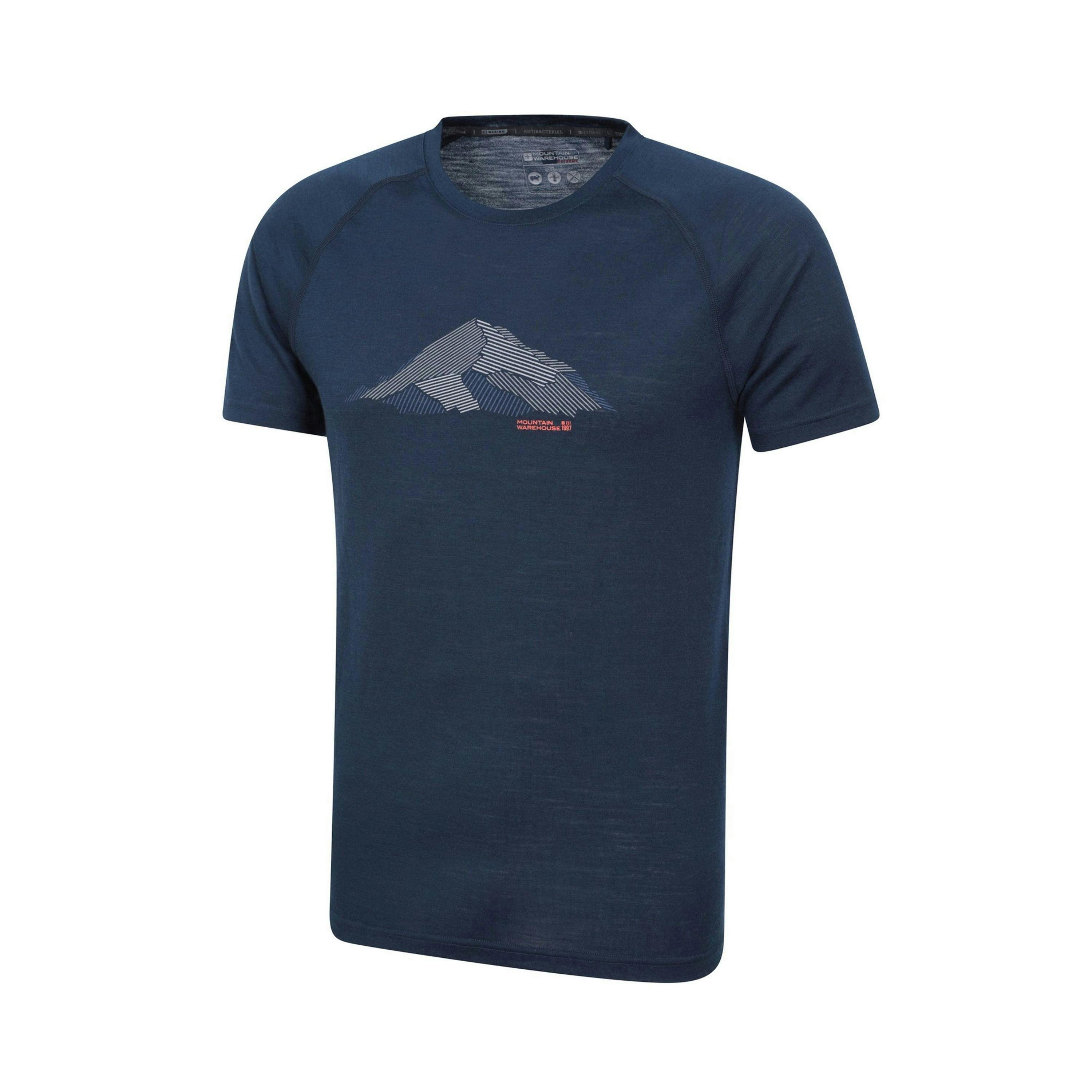 Mountain Warehouse Mens Quest Printed Merino Blend Thermal Top , view 3 of 4