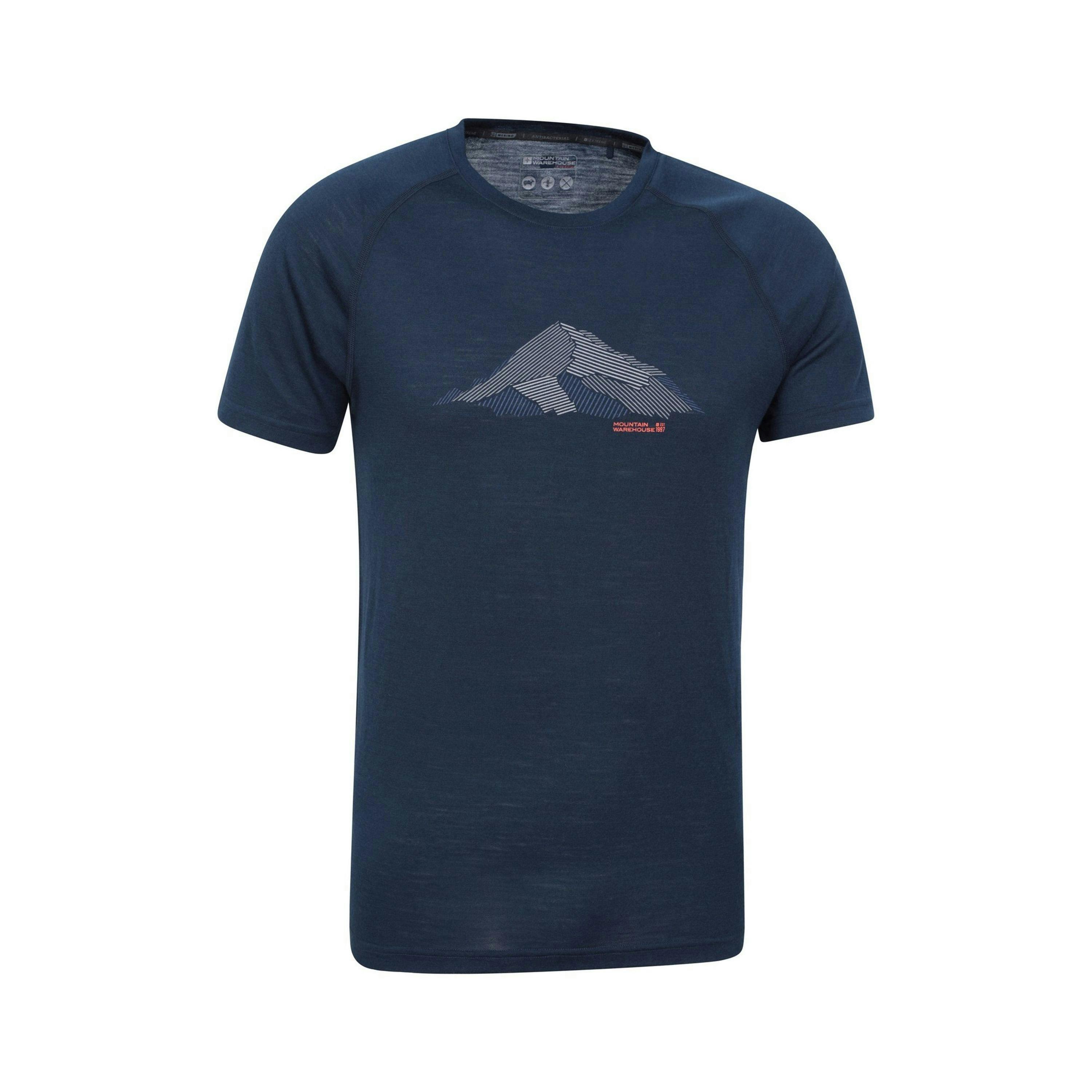 Mountain Warehouse Mens Quest Printed Merino Blend Thermal Top , view 4 of 4