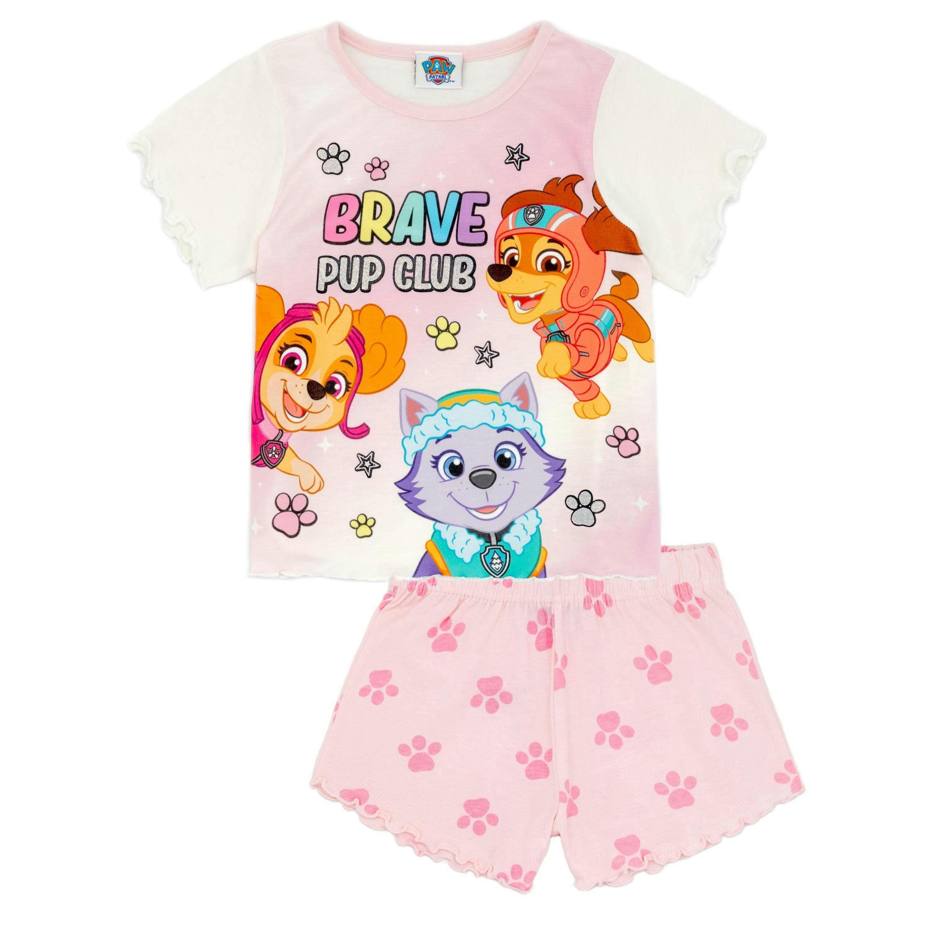 Paw Patrol Girls Pink Front Print & Bottom AOP Short Sleeve Short Leg Pyjama Set by Vanilla Underground , view 1 of 1