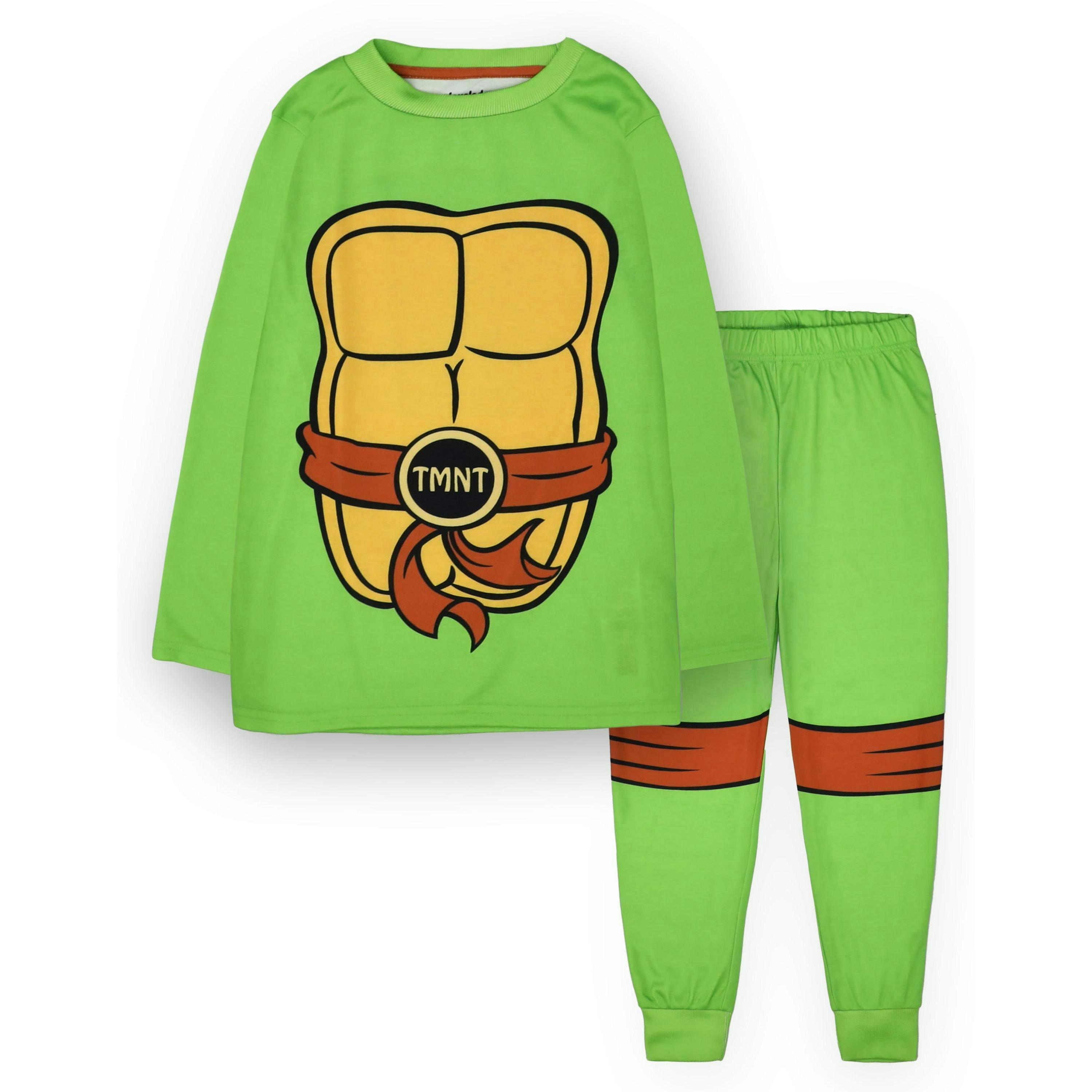 Teenage Mutant Ninja Turtles Boys Green Center & Back Print Long Sleeve Long Leg Pyjama Set by Vanilla Underground , view 1 of 1