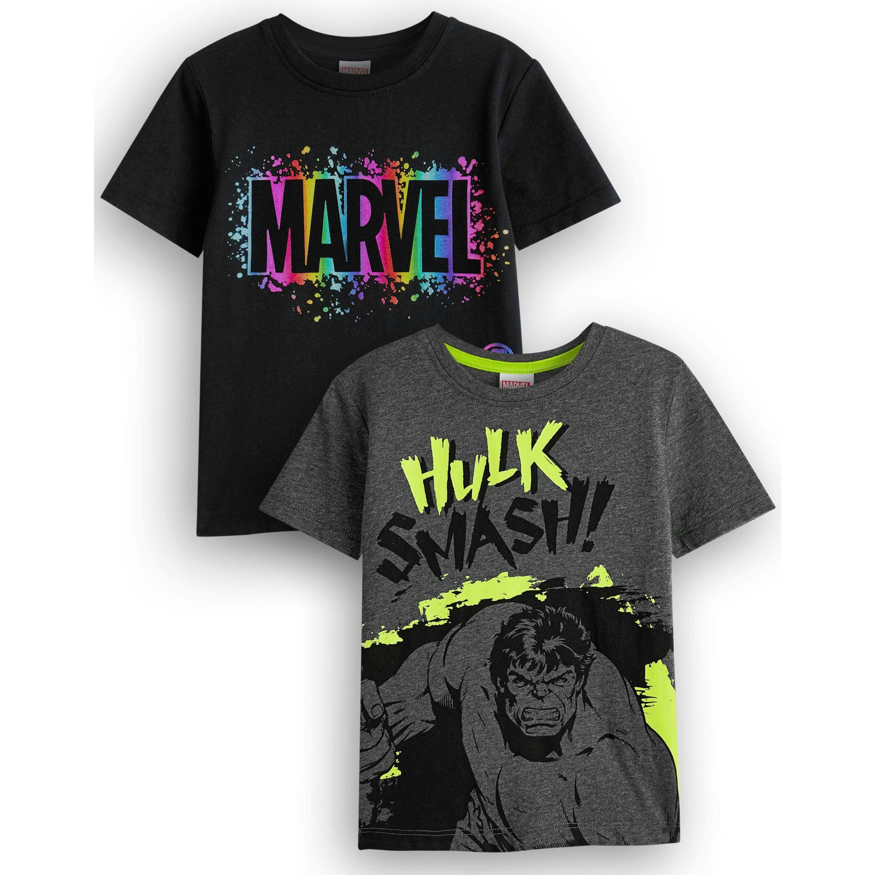 Marvel Boys Black Front Logo and All Over Print Short Sleeved T-Shirt by Vanilla Underground , view 1 of 1