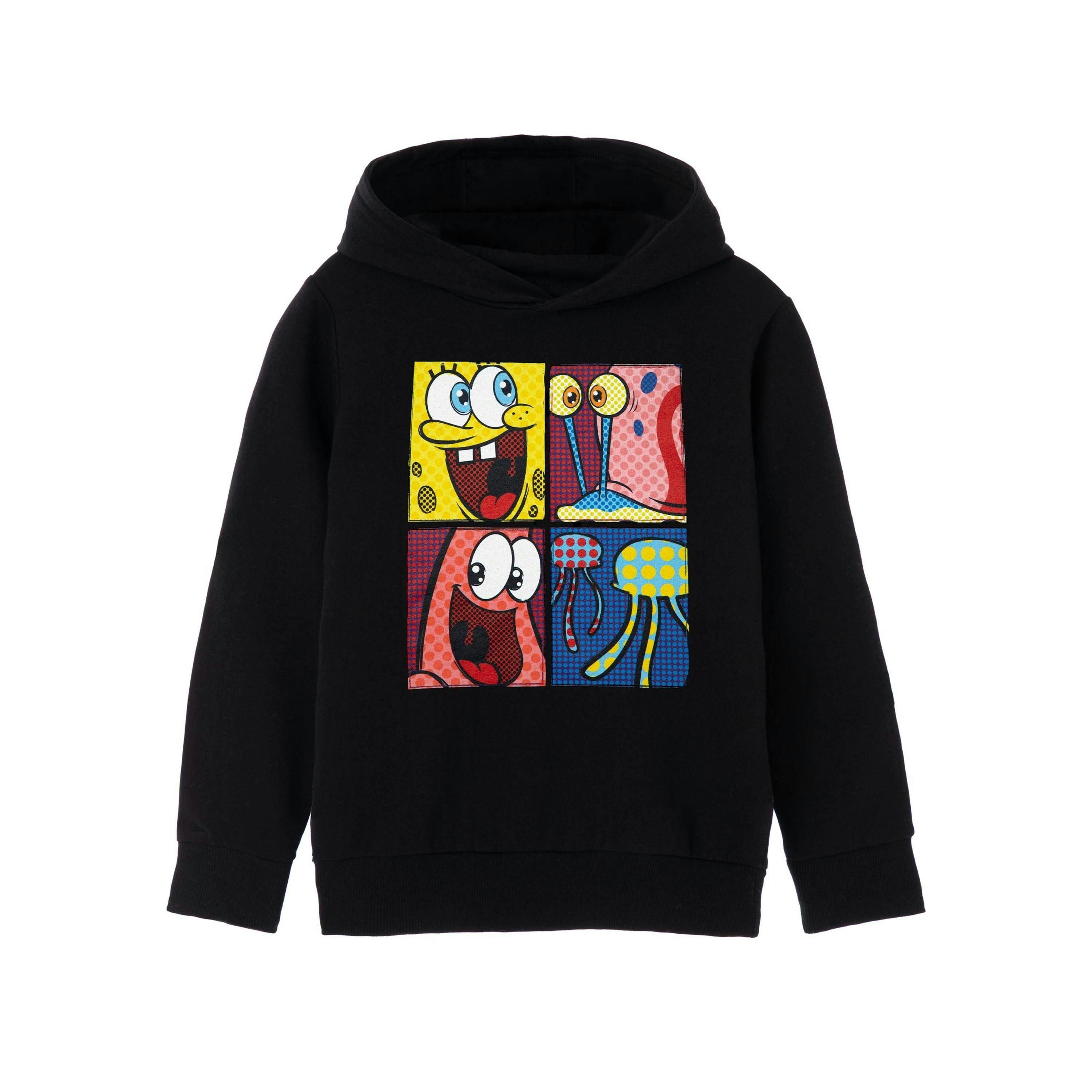 SpongeBob SquarePants Unisex Kids Black Pop Art Hoodie by Vanilla Underground , view 1 of 1