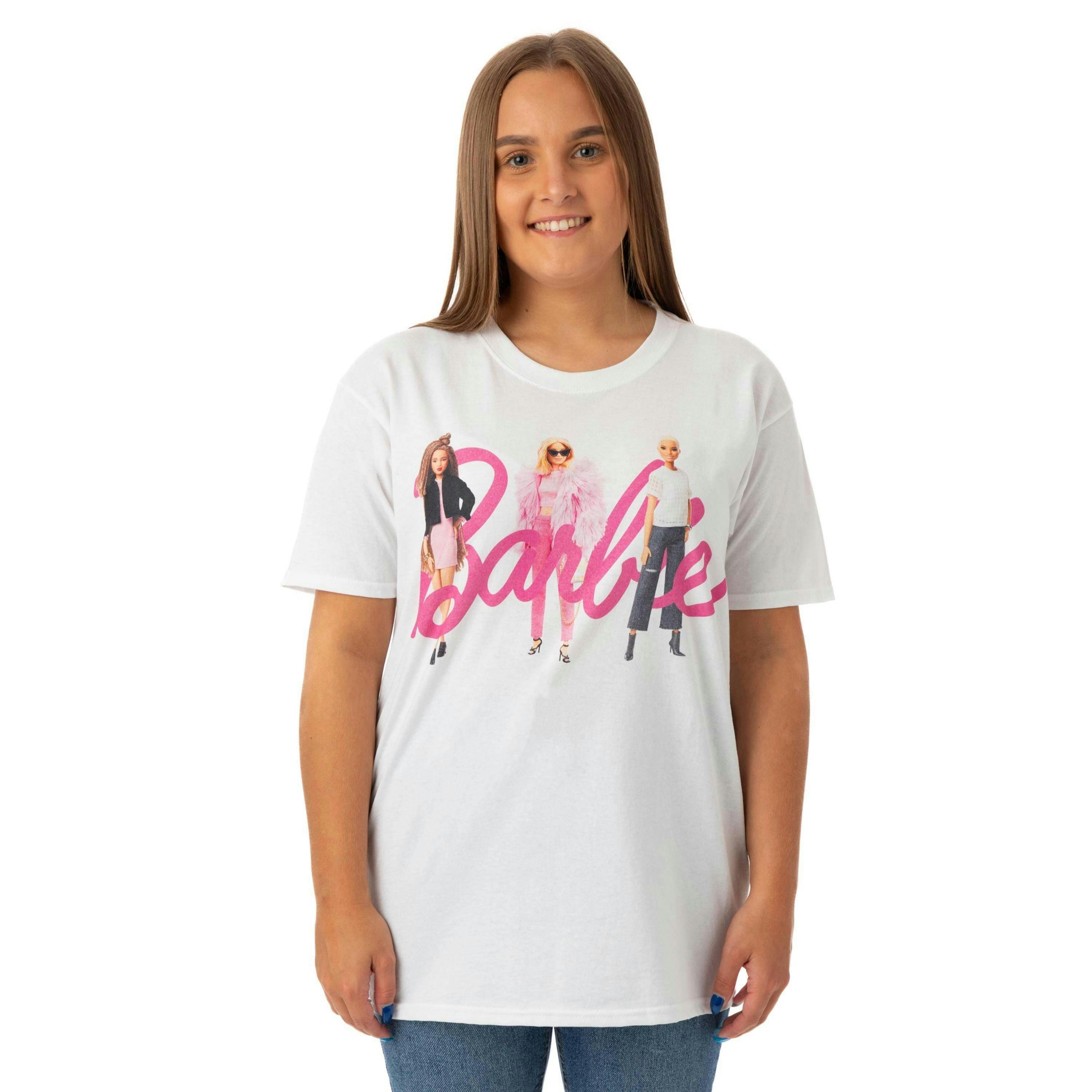Barbie Womens White Dolls In Logo Short Sleeved T-Shirt by Vanilla Underground , view 1 of 1