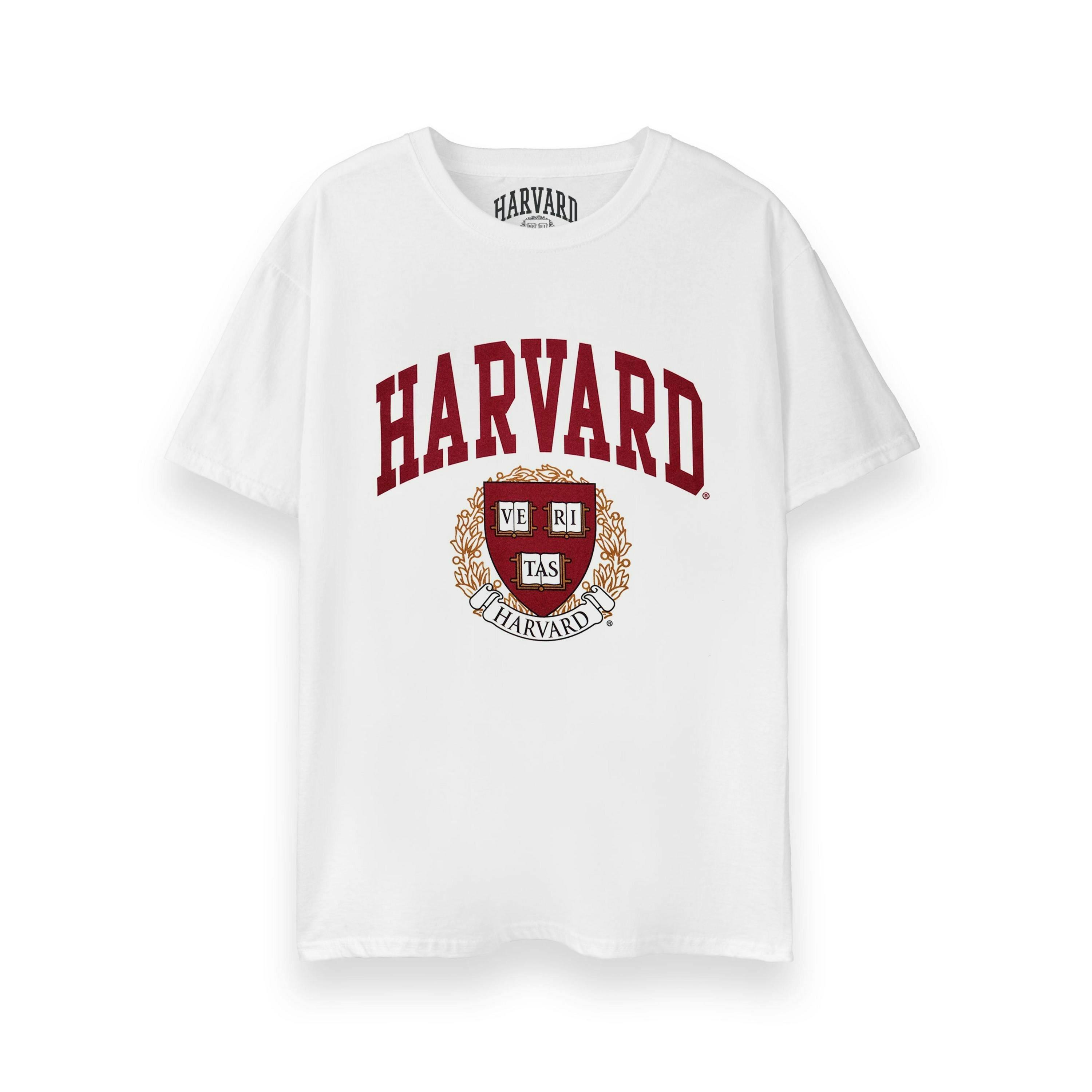 Harvard Unisex White Crest Logo Short Sleeved T-Shirt by Vanilla Underground , view 1 of 1