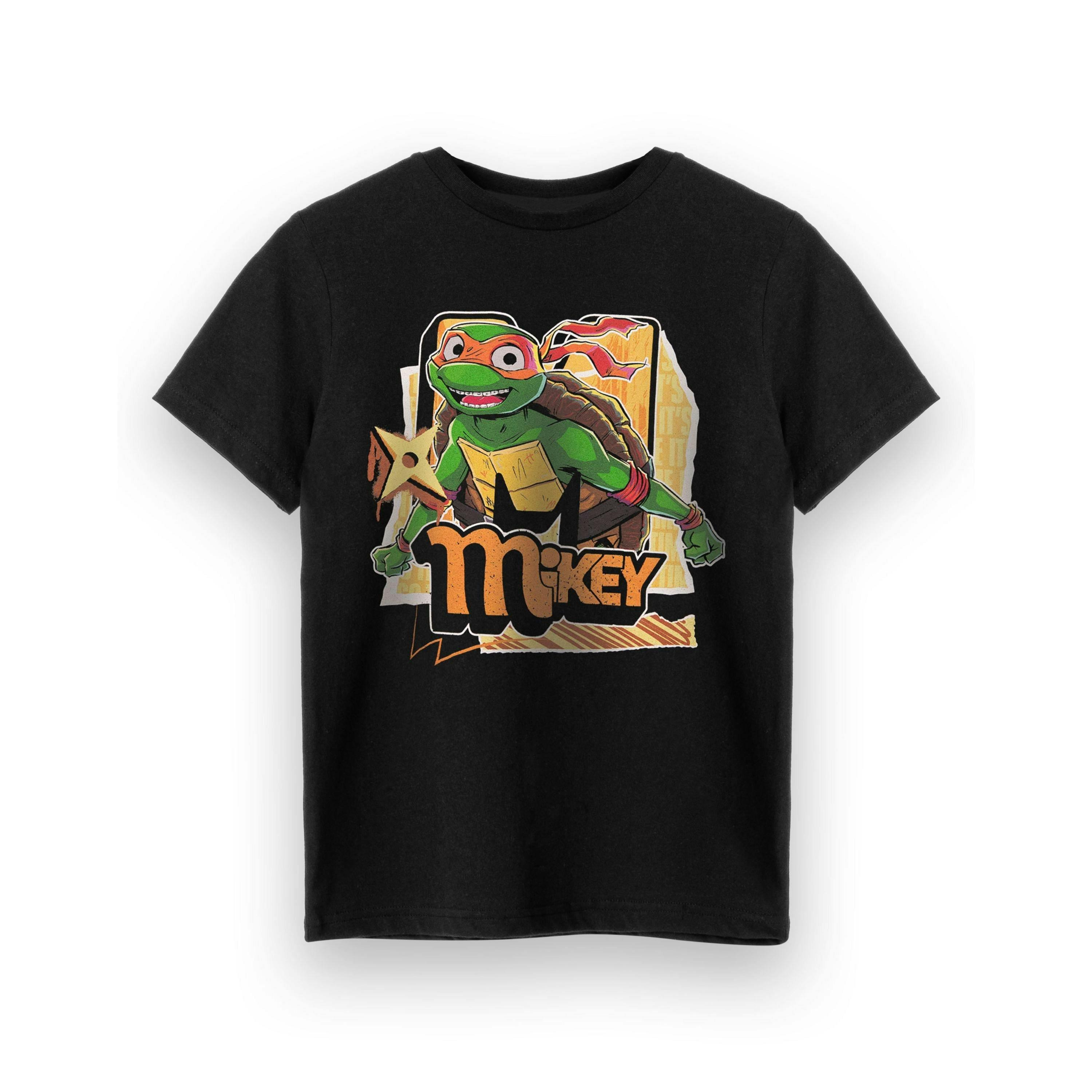 Teenage Mutant Ninja Turtles Boys Black Mikey Short Sleeved T-Shirt by Vanilla Underground , view 1 of 1