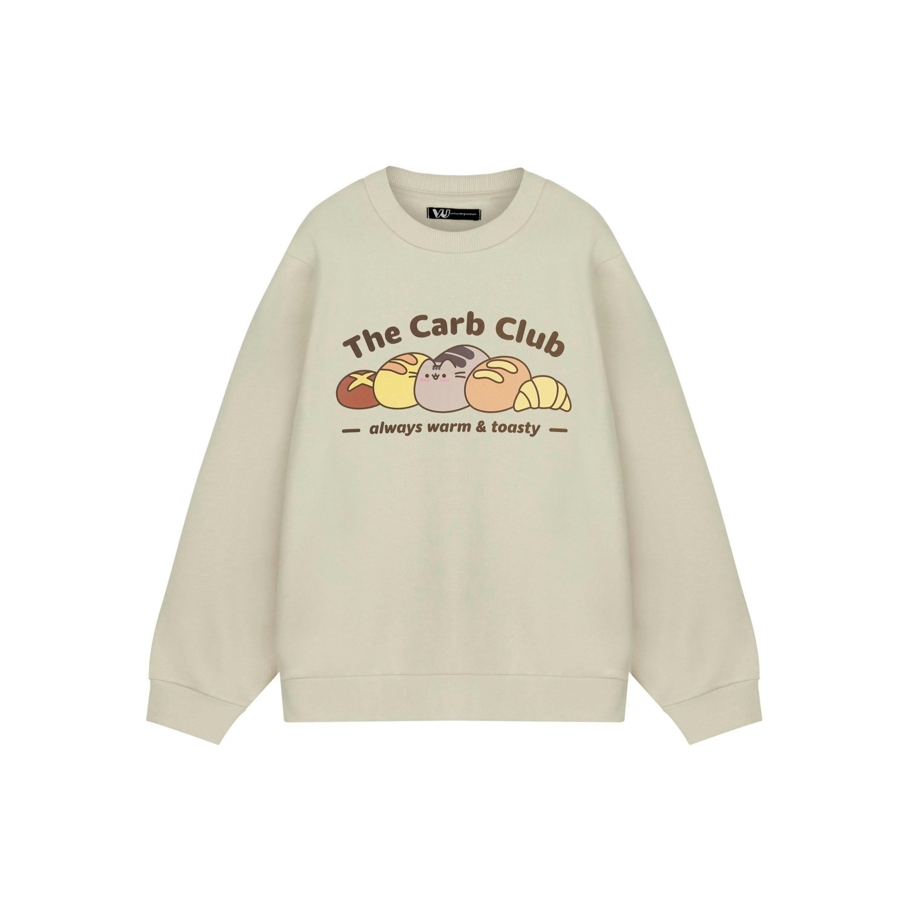 Pusheen Womens White Carb Club Sweatshirt by Vanilla Underground , view 1 of 1