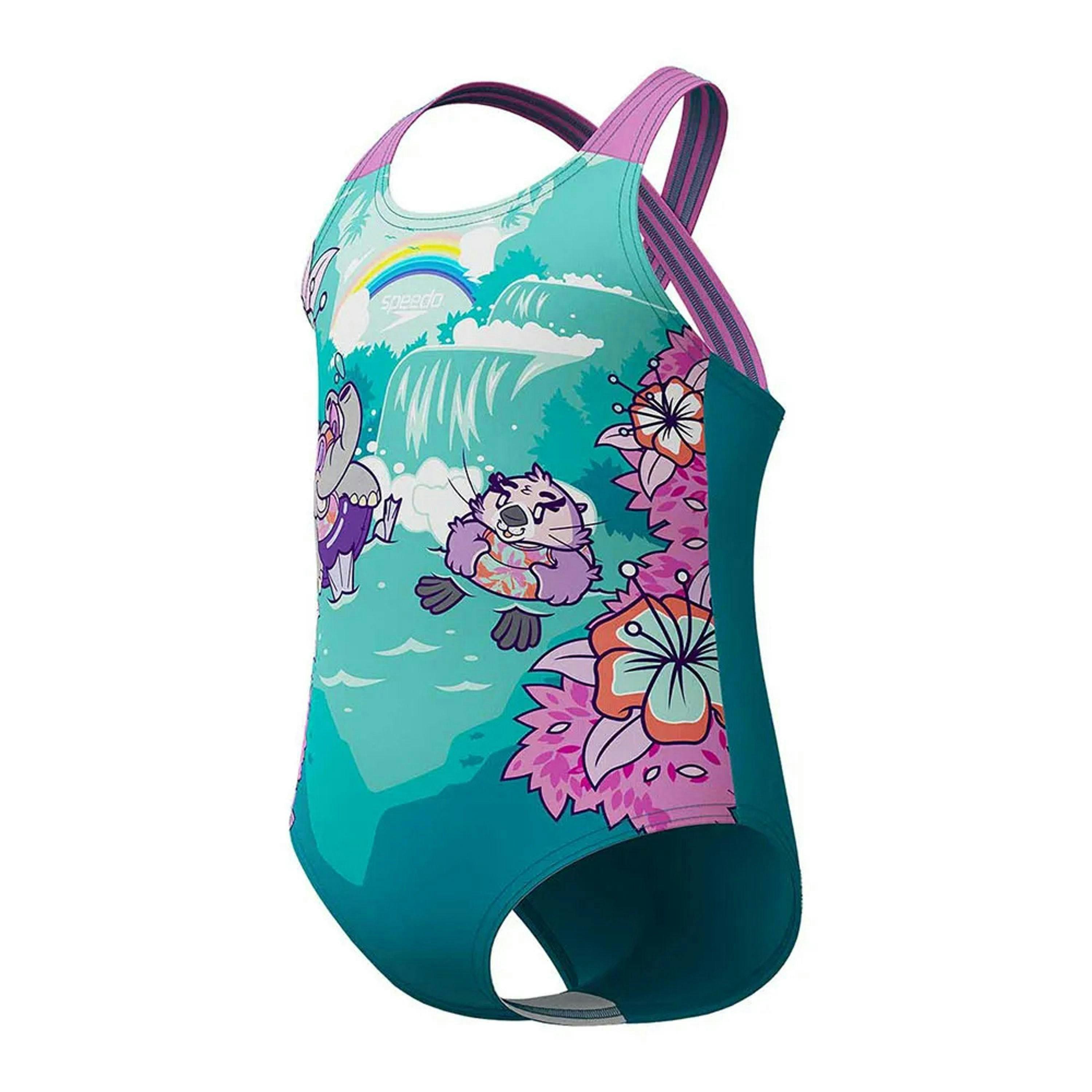 Speedo Baby Girls Learn To Swim Printed Cross Back One Piece Swimsuit , view 3 of 4
