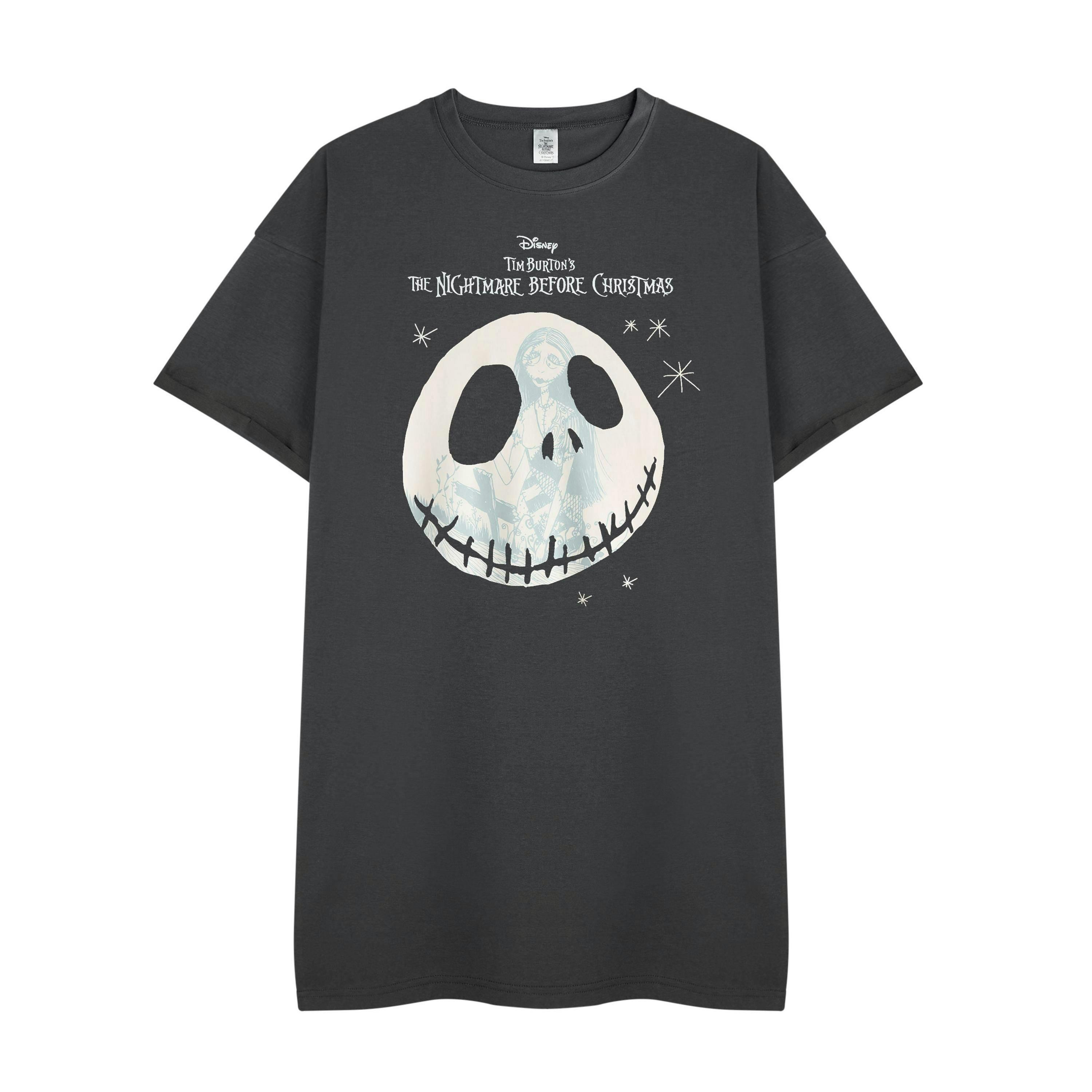 Disney The Nightmare Before Christmas Womens Black Sally & Jack Short Sleeve Nightdress by Vanilla Underground , view 1 of 1