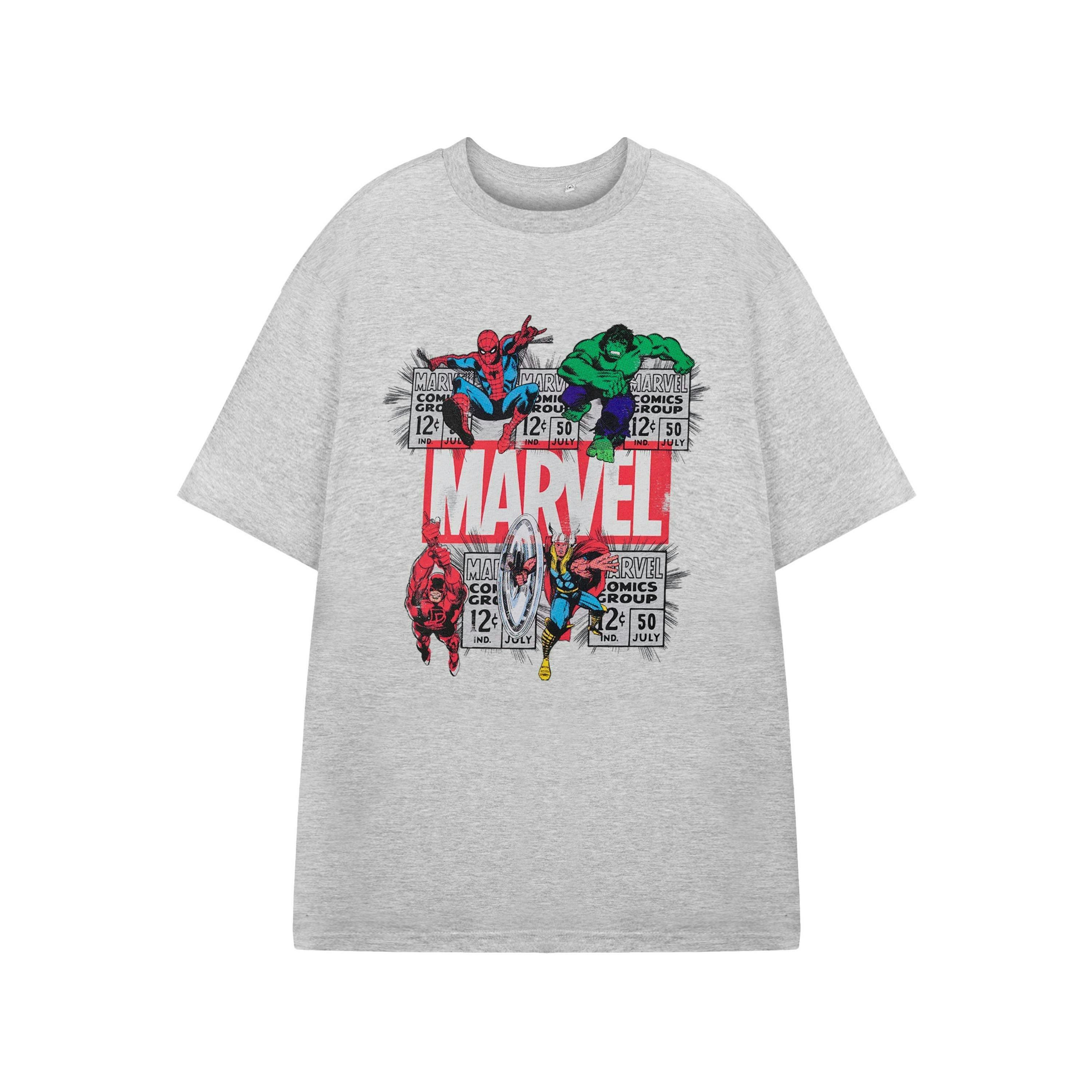 Marvel Mens Grey Comic Style Short Sleeved T-Shirt by Vanilla Underground , view 1 of 1