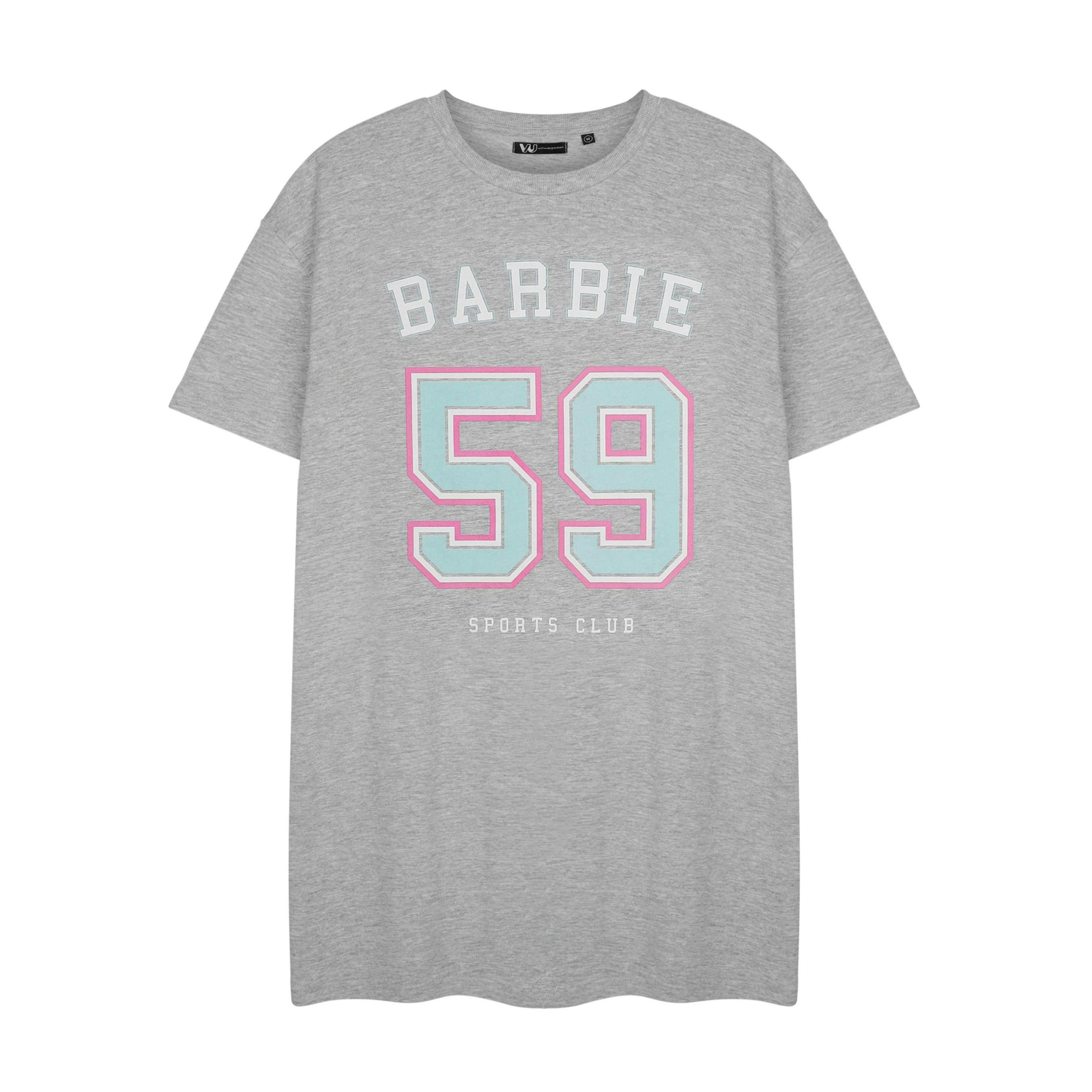 Barbie Womens Grey 59 Night Dress Short Sleeve Nightdress by Vanilla Underground , view 1 of 1