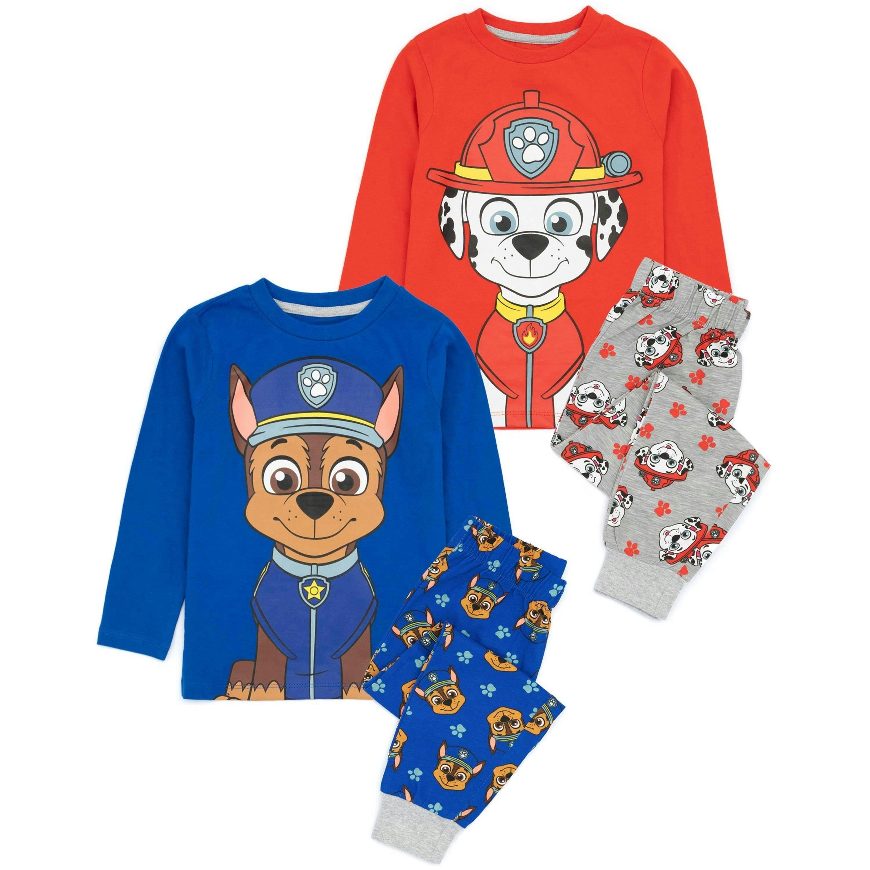 Paw Patrol Unisex Kids Multicoloured Character Placement & All-Over Print Long Sleeve Long Leg Pyjama Set by Vanilla Underground , view 1 of 1