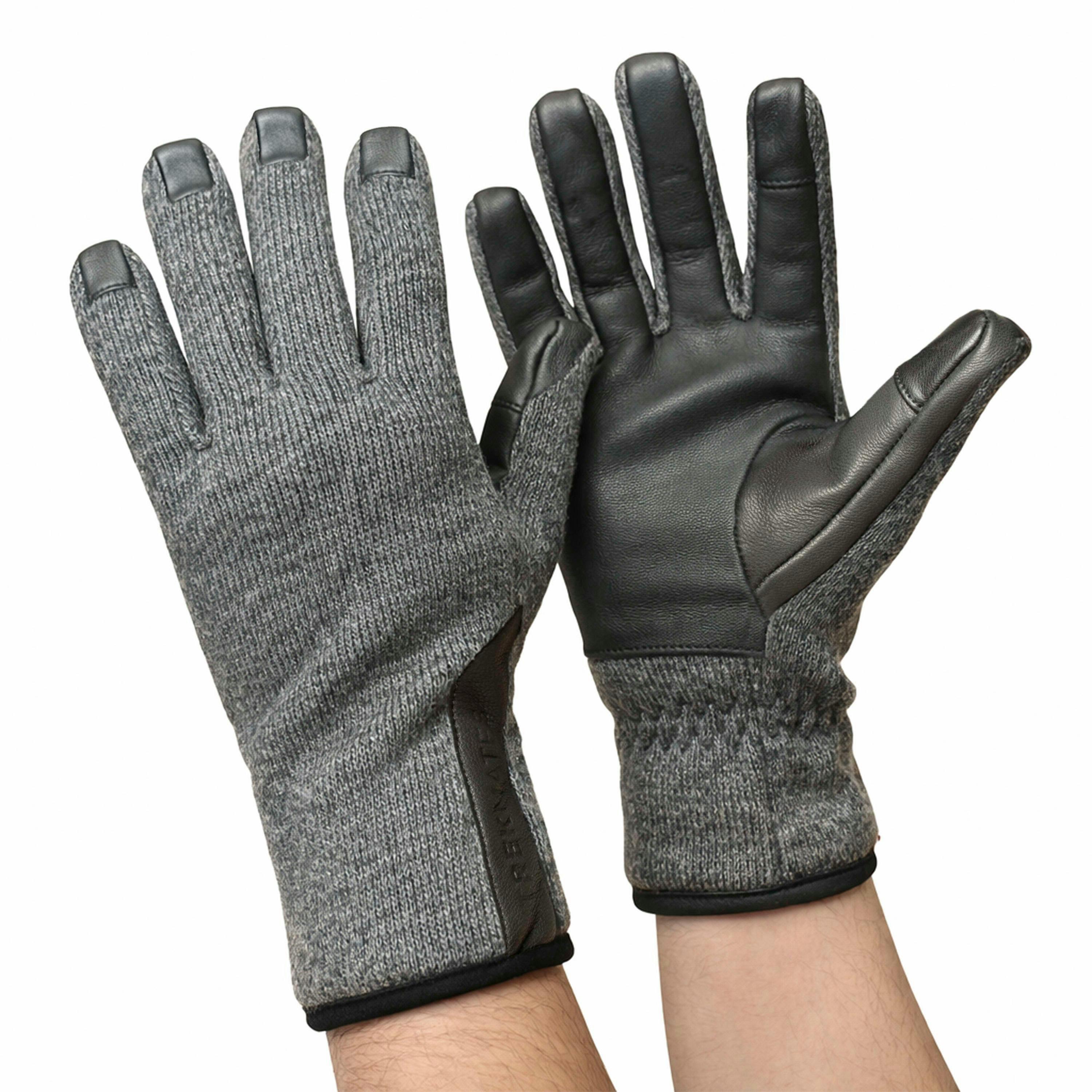 Mens Waterproof Wool-Blend Leather Palm Winter Touchscreen Gloves , view 2 of 2