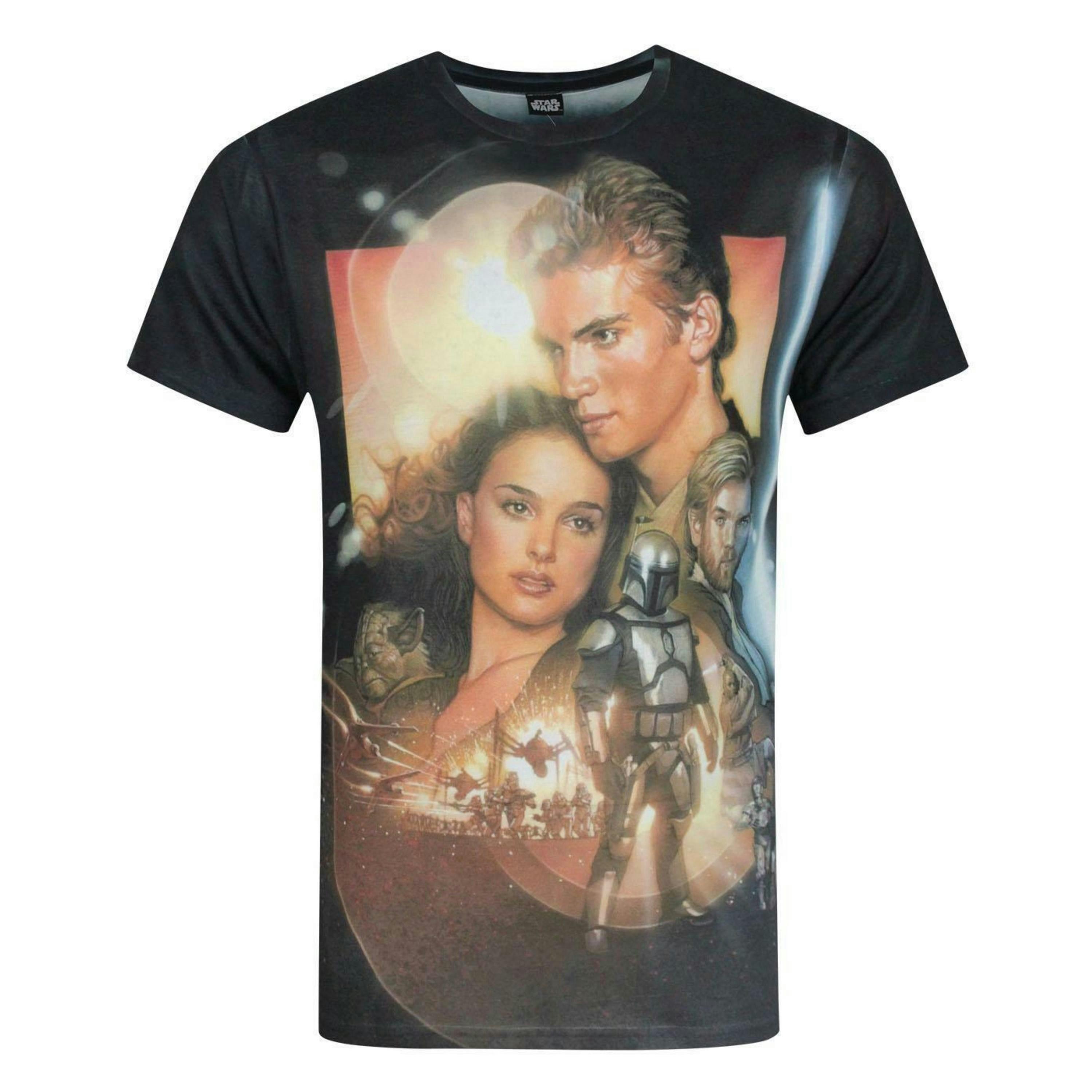 Star Wars Mens White Attack Of The Clones Short Sleeved T-Shirt by Vanilla Underground , view 1 of 1