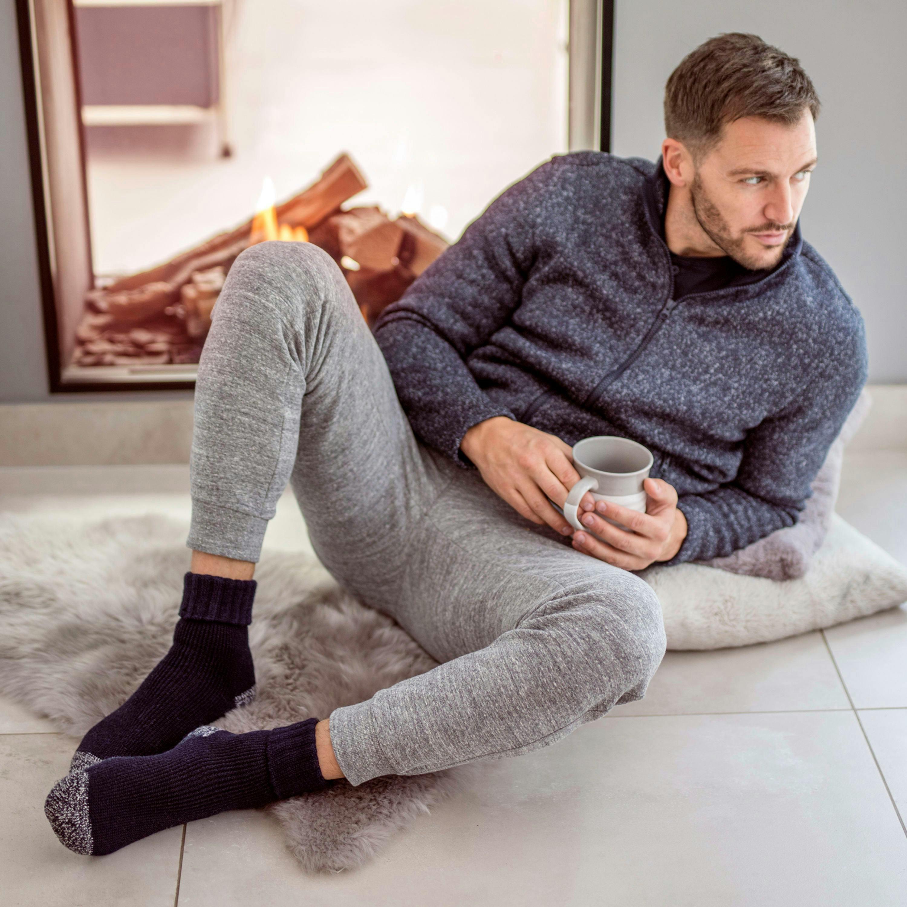 2 Pairs Mens Thermal Bed Socks | Soft Warm Cosy Winter Lounge Socks , view 4 of 5