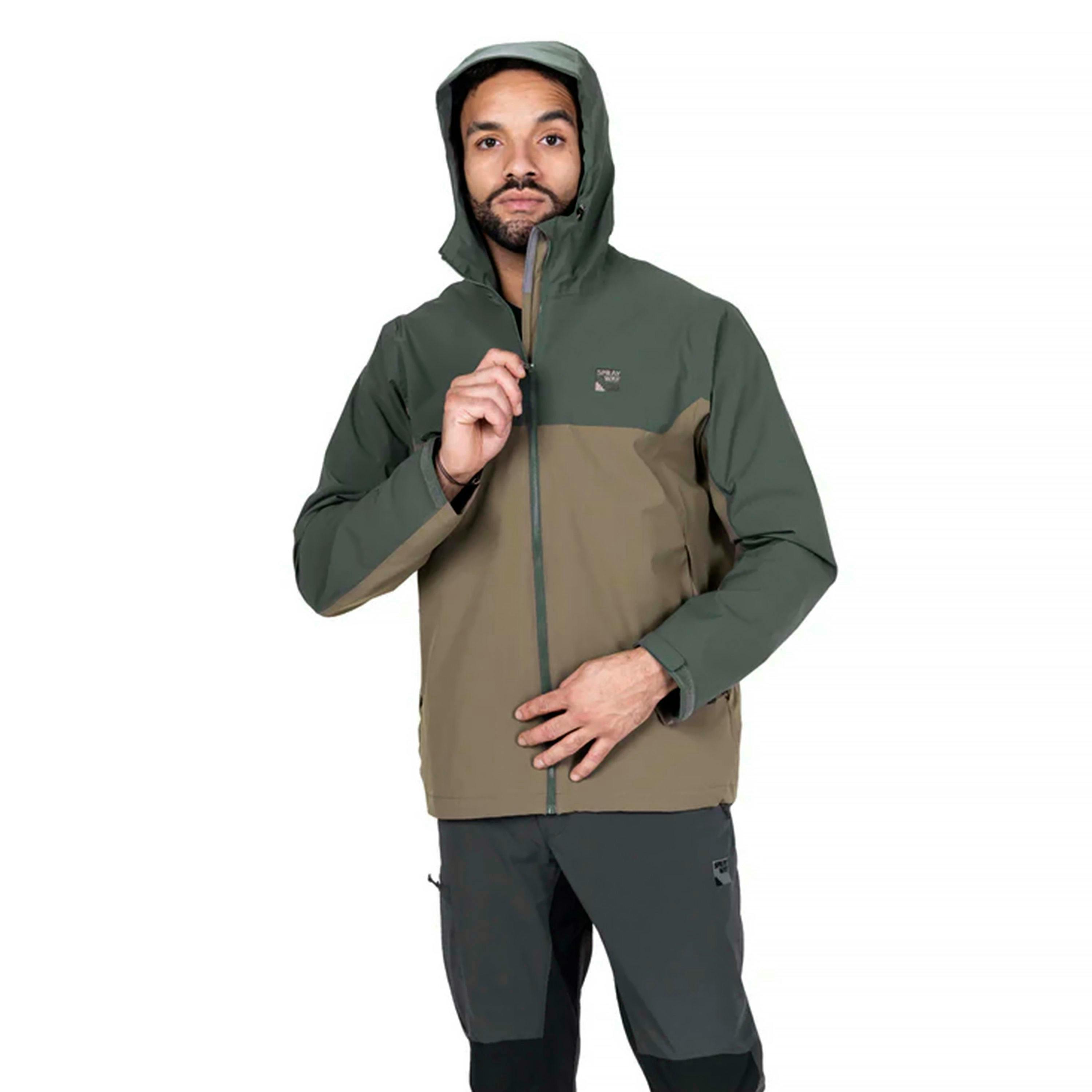 Mens Lightweight Waterproof Hiking Jacket with Hood Half Zip Rain Shell Coat , view 4 of 5