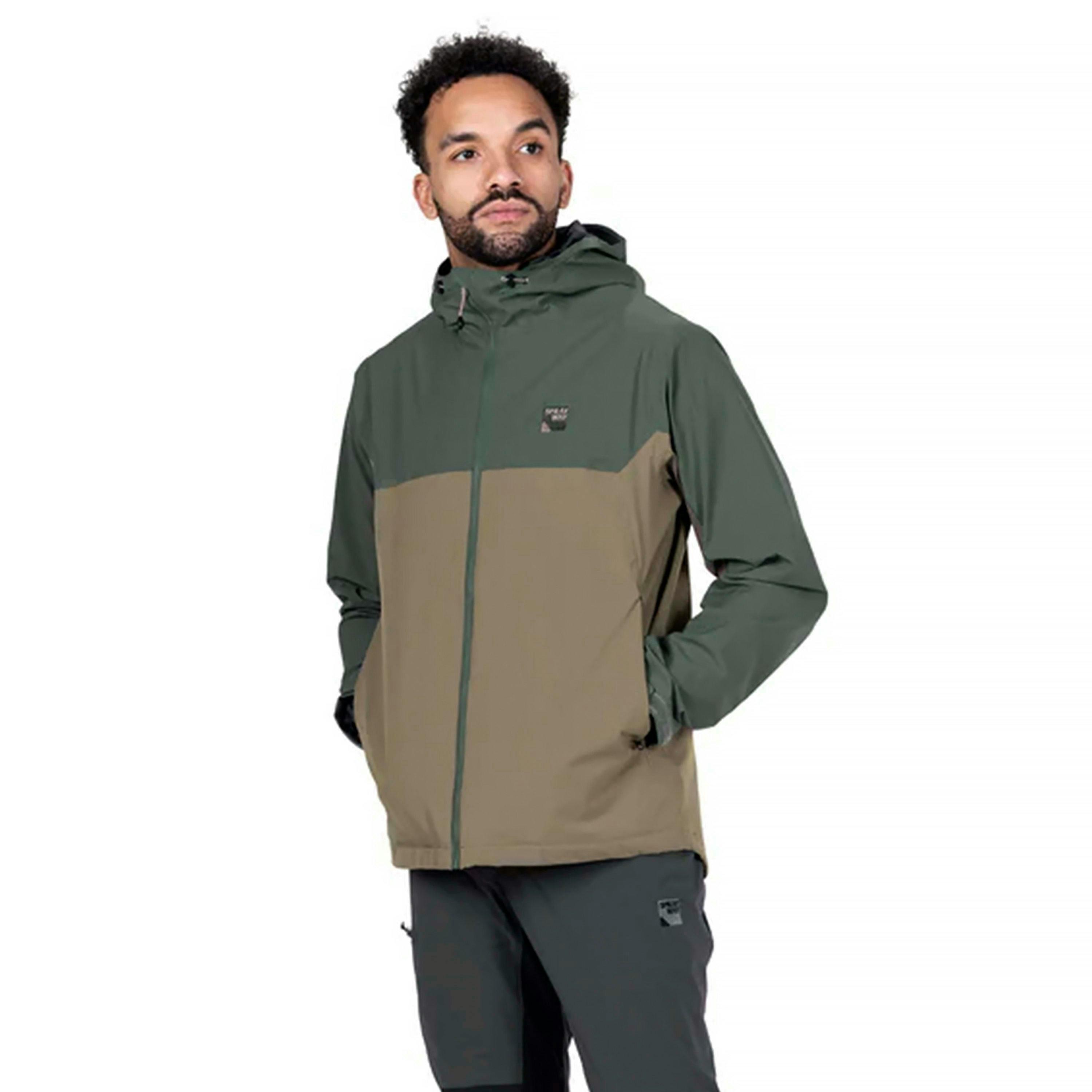 Mens Lightweight Waterproof Hiking Jacket with Hood Half Zip Rain Shell Coat , view 5 of 5