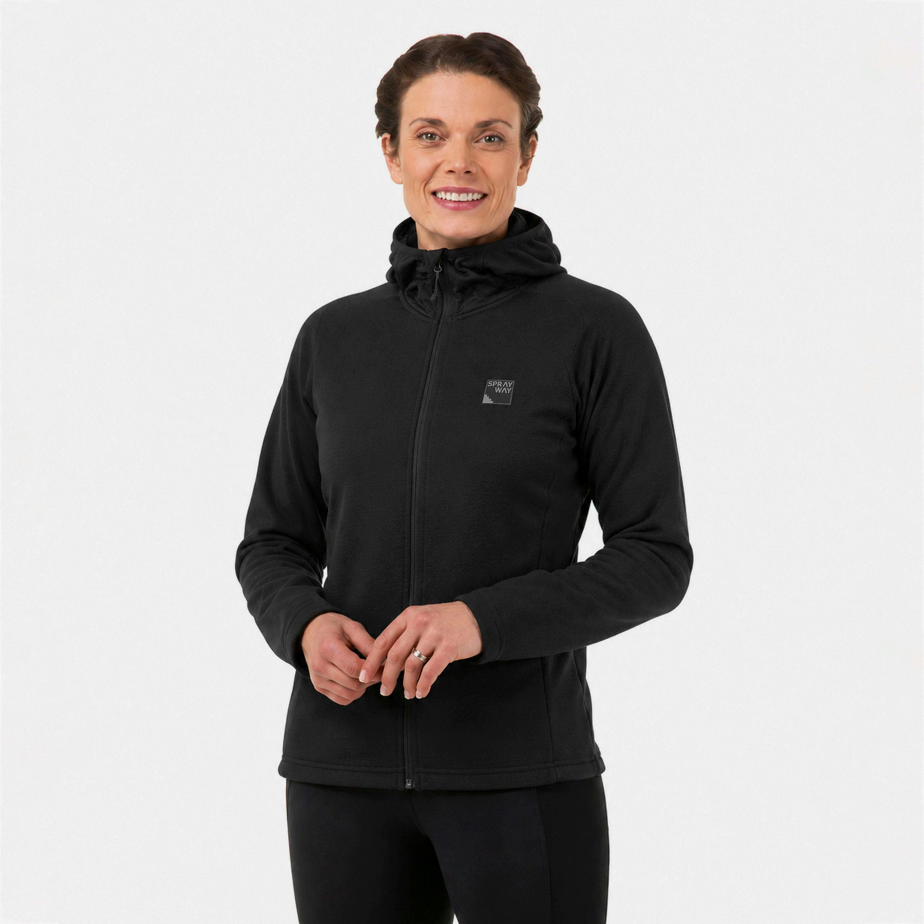 Ladies Soft Fleece Full Zip Hoody Top with Thumb Loops for Winter Hikes , view 4 of 5