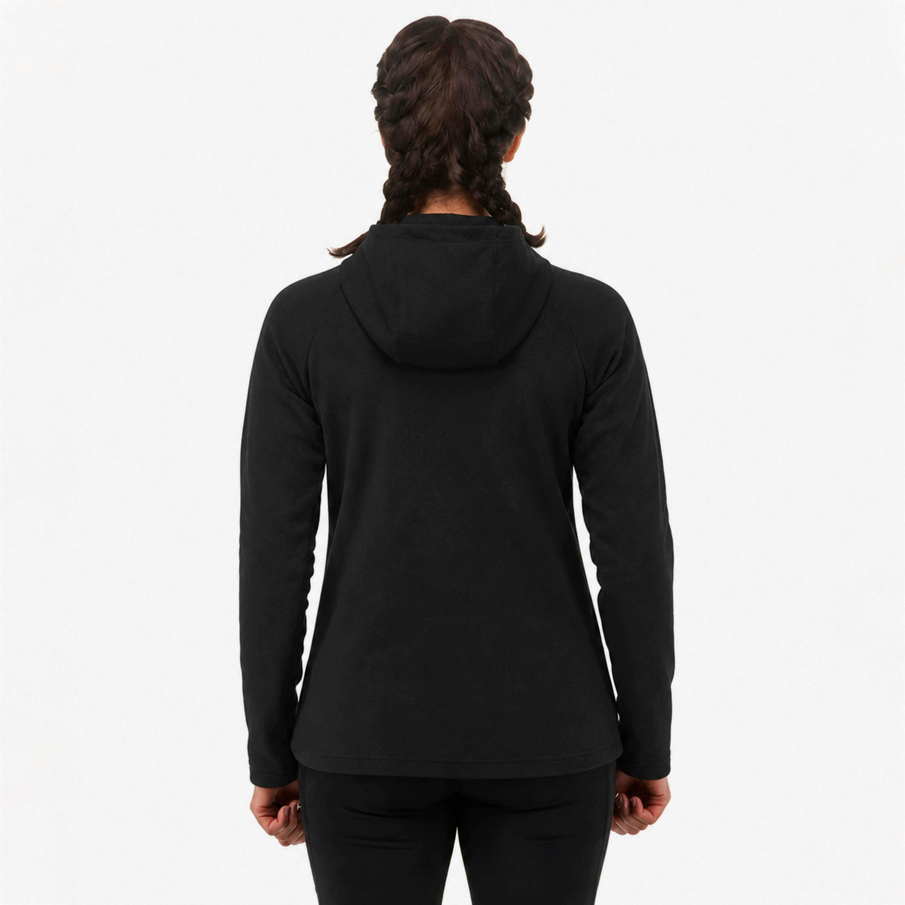 Ladies Soft Fleece Full Zip Hoody Top with Thumb Loops for Winter Hikes , view 5 of 5