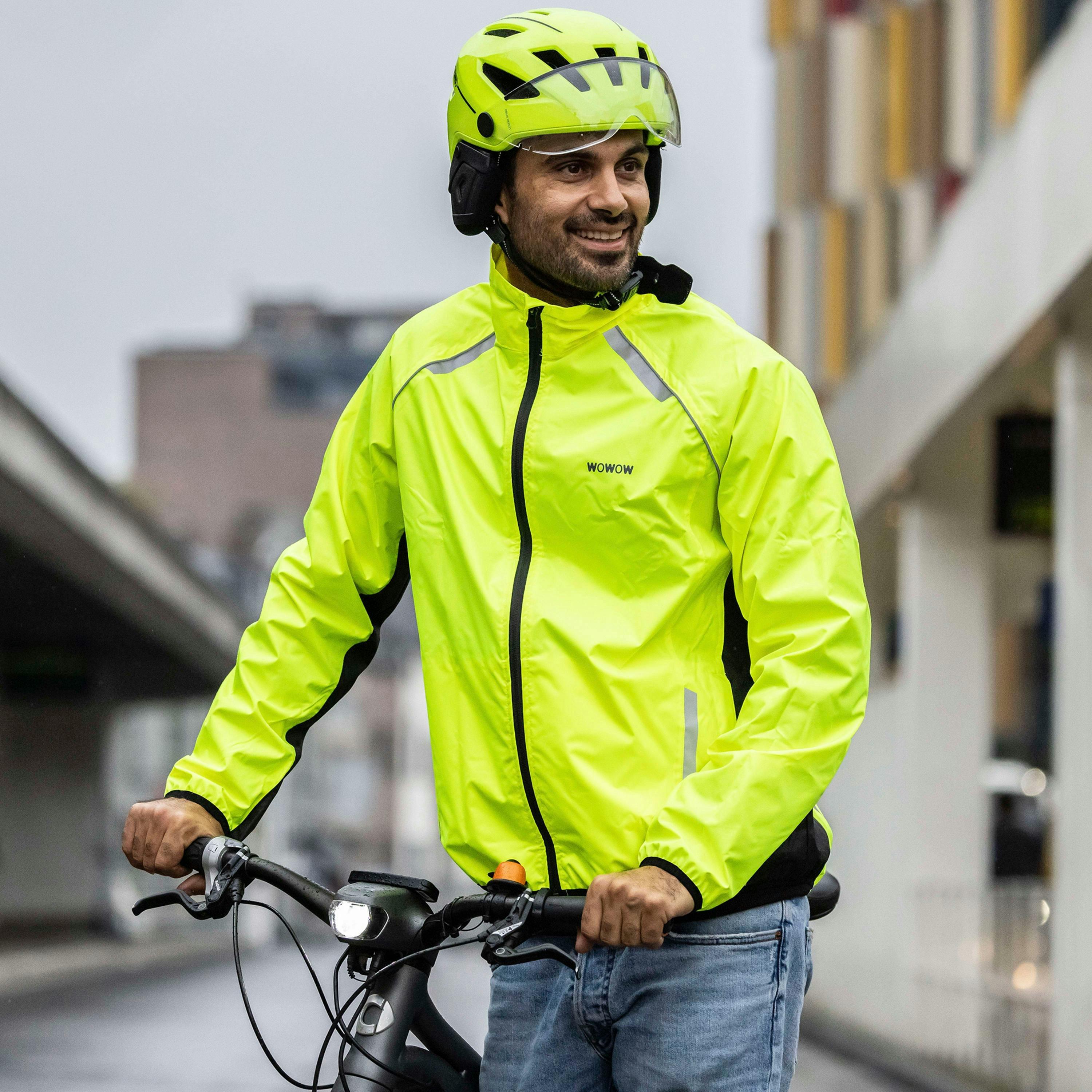 Mens Ladies Ben Nevis Hi Vis Waterproof Cycling Windproof Jacket with Pockets , view 3 of 5