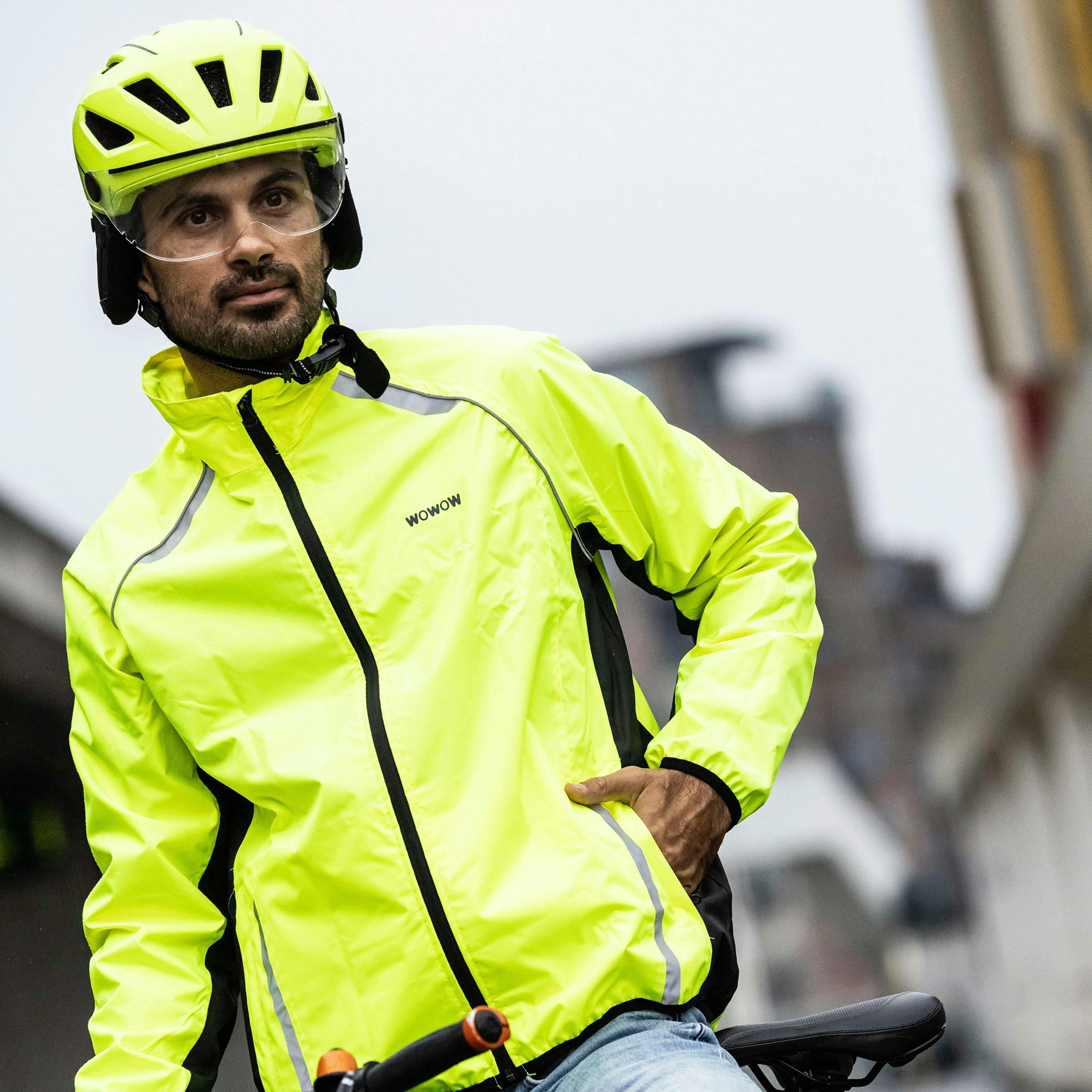 Mens Ladies Ben Nevis Hi Vis Waterproof Cycling Windproof Jacket with Pockets , view 4 of 5